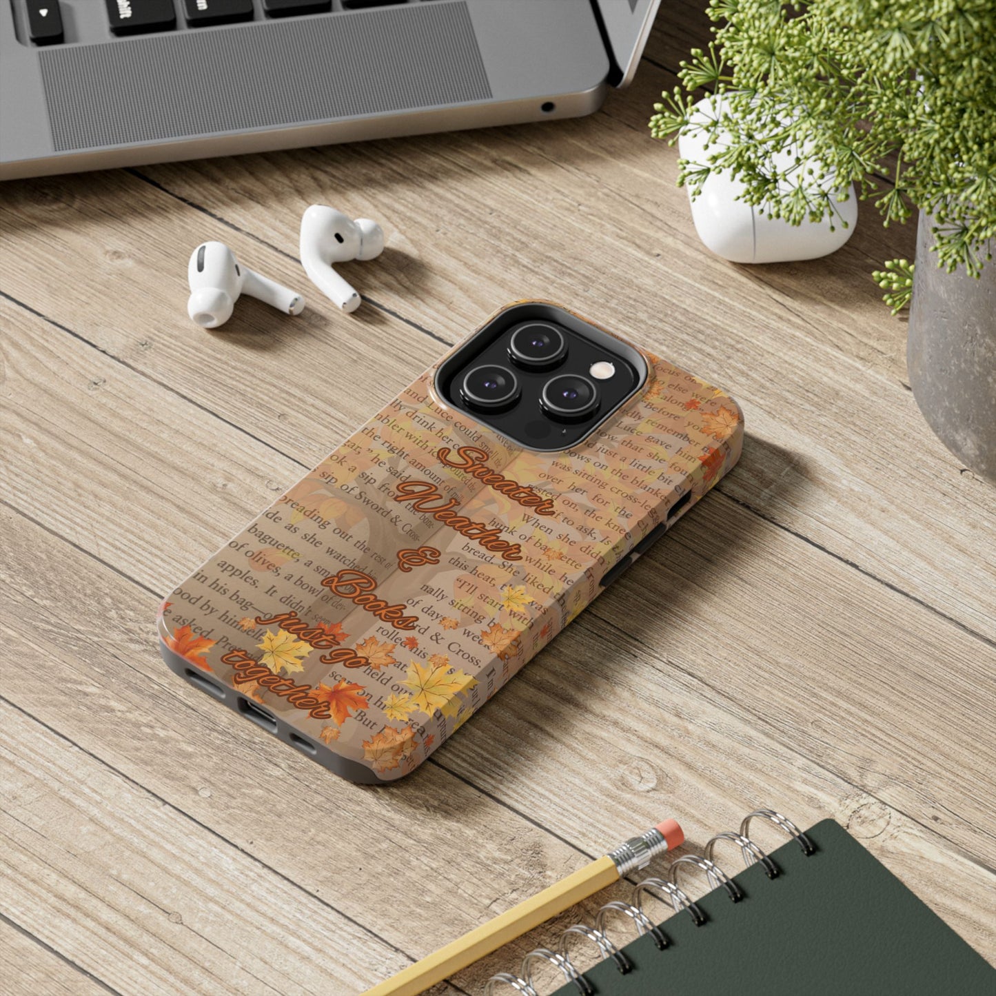 Sweater Weather Phone Case, Cozy Book Lover Accessories, Fall Aesthetic, Ideal for Readers, Unique Gift for Bookworms, Autumn Vibes