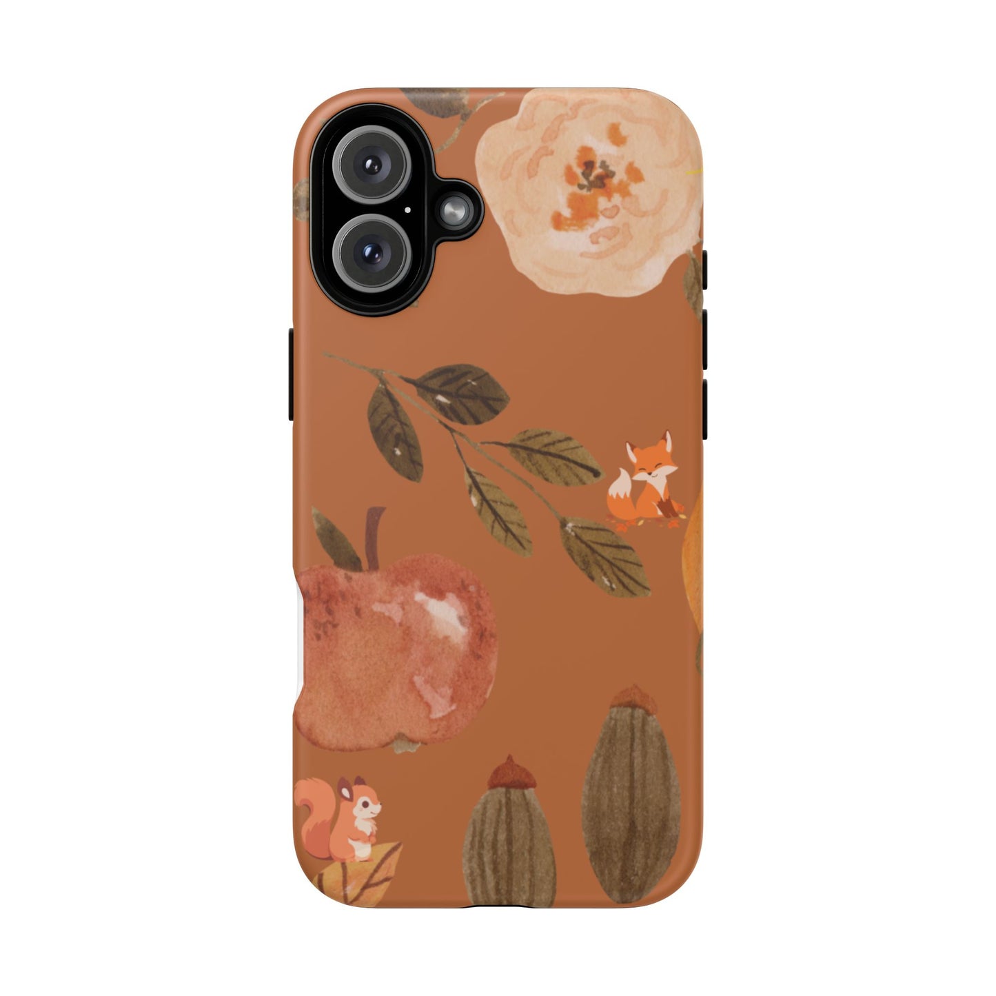 Cozy Autumn Phone Case, Fall-Themed Protective Cover, Cute Nature Design, Squirrel and Apple Motif, Cozy Gift for Nature Lovers