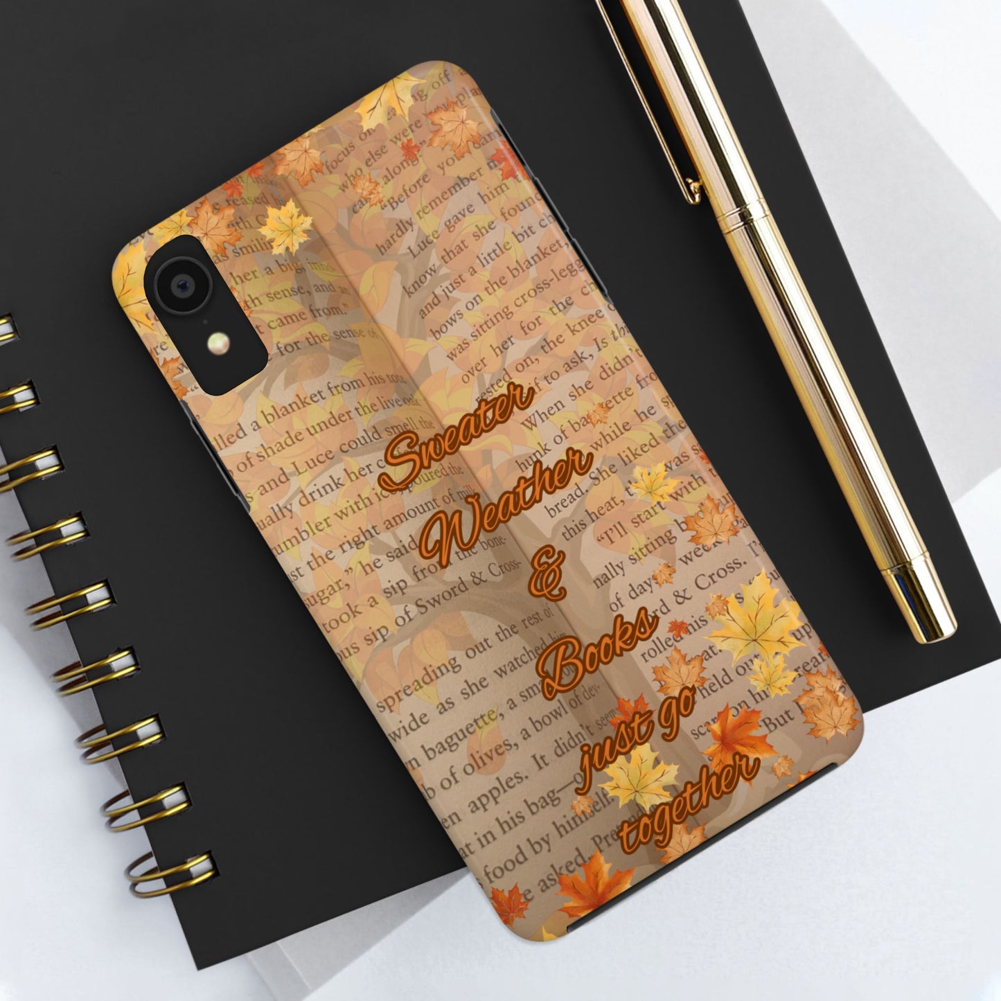 Sweater Weather Phone Case, Cozy Book Lover Accessories, Fall Aesthetic, Ideal for Readers, Unique Gift for Bookworms, Autumn Vibes
