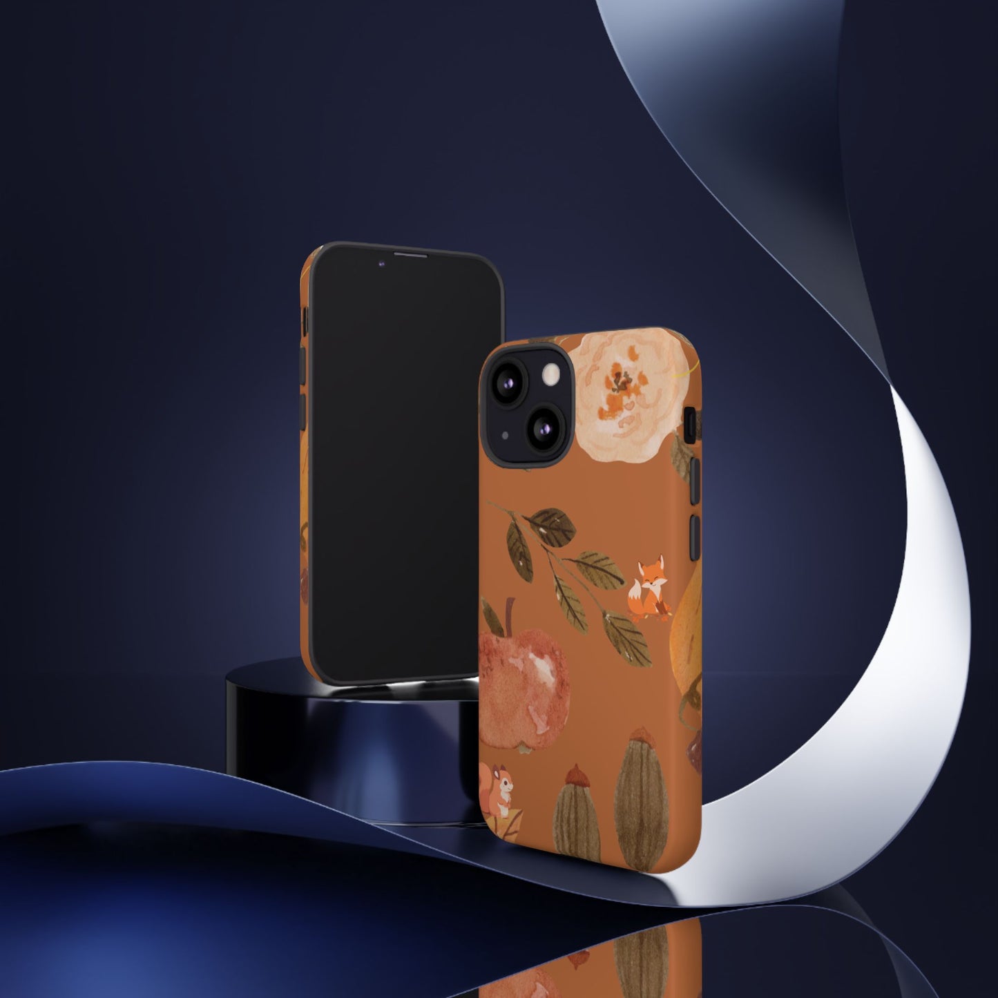 Cozy Autumn Phone Case, Fall-Themed Protective Cover, Cute Nature Design, Squirrel and Apple Motif, Cozy Gift for Nature Lovers