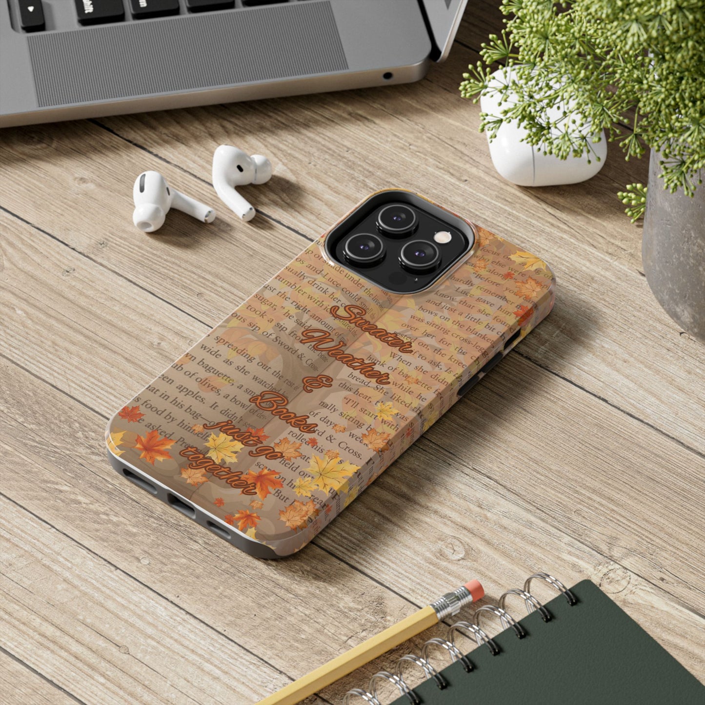 Sweater Weather Phone Case, Cozy Book Lover Accessories, Fall Aesthetic, Ideal for Readers, Unique Gift for Bookworms, Autumn Vibes