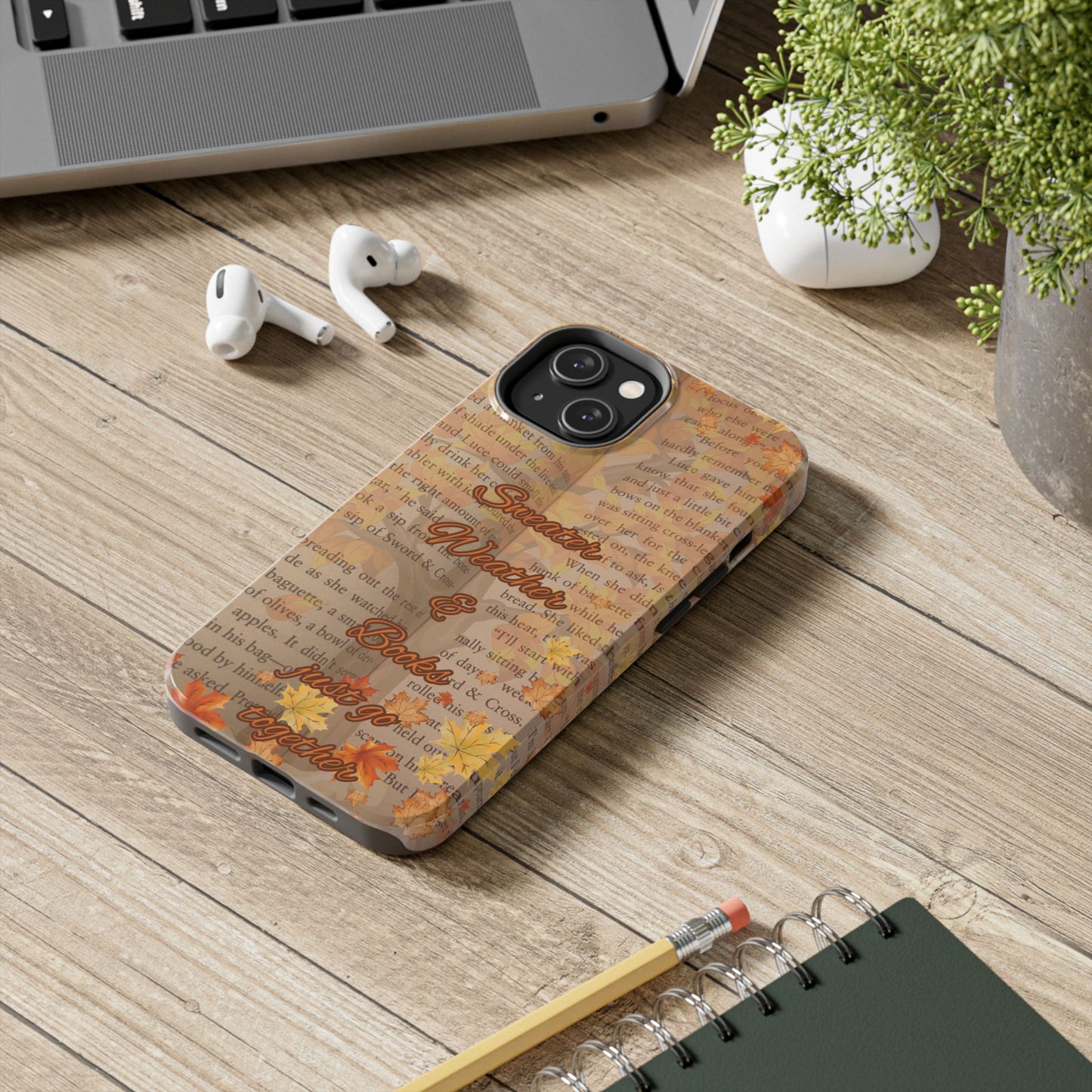 Sweater Weather Phone Case, Cozy Book Lover Accessories, Fall Aesthetic, Ideal for Readers, Unique Gift for Bookworms, Autumn Vibes