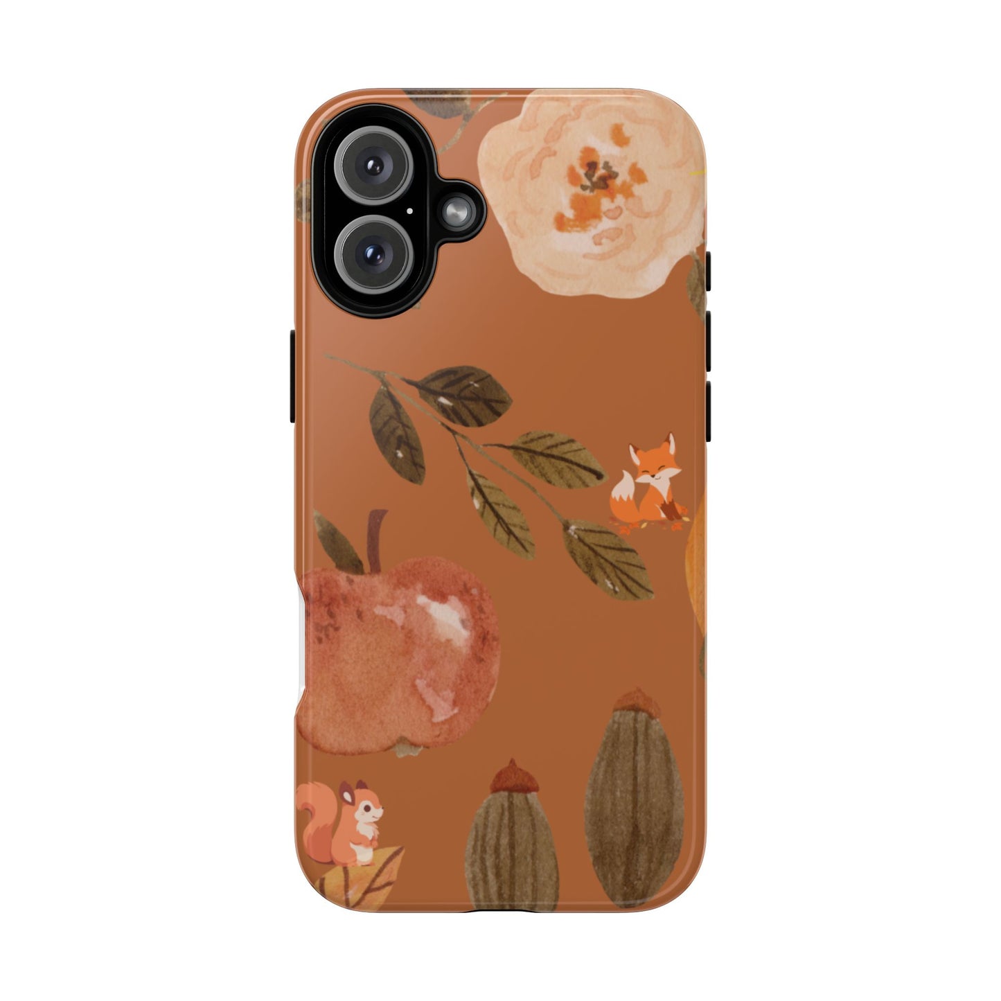 Cozy Autumn Phone Case, Fall-Themed Protective Cover, Cute Nature Design, Squirrel and Apple Motif, Cozy Gift for Nature Lovers
