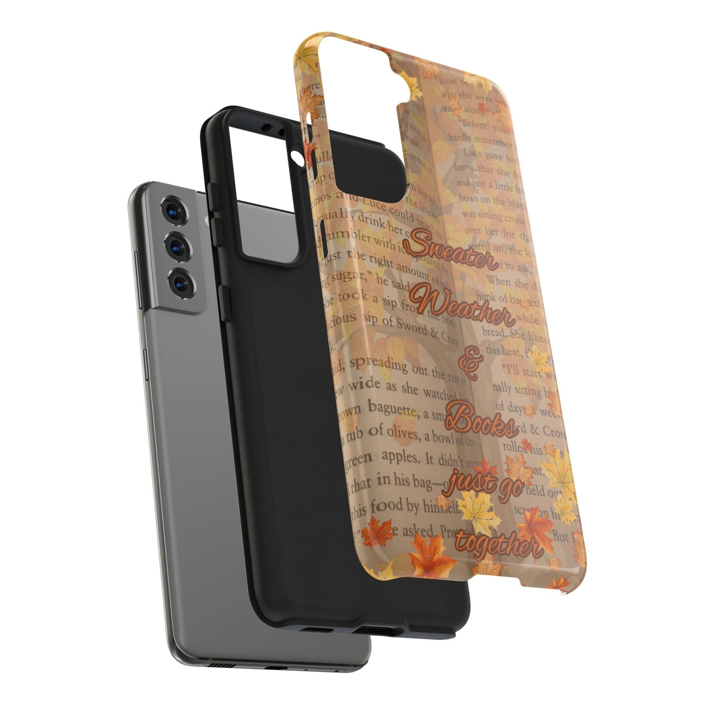 Sweater Weather Phone Case, Cozy Book Lover Accessories, Fall Aesthetic, Ideal for Readers, Unique Gift for Bookworms, Autumn Vibes