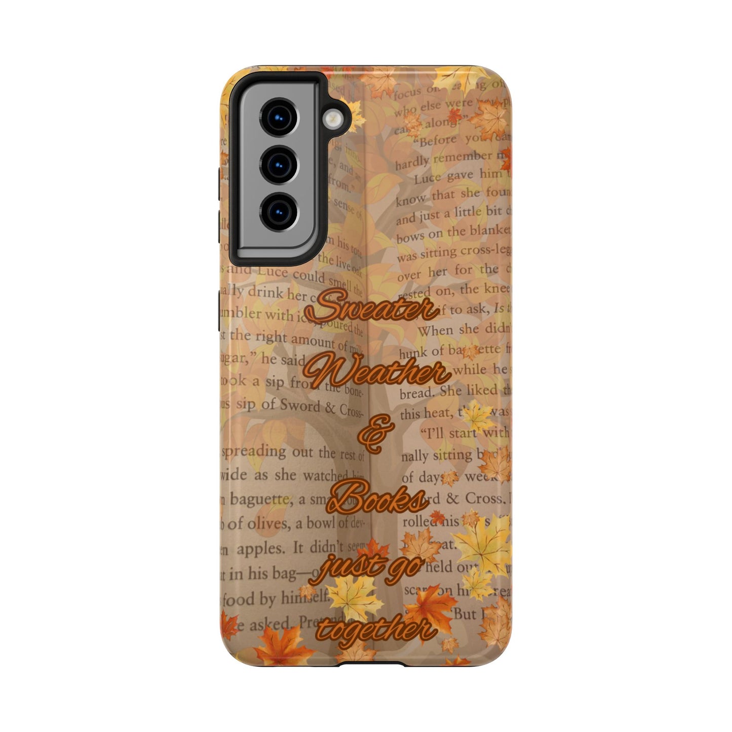 Sweater Weather Phone Case, Cozy Book Lover Accessories, Fall Aesthetic, Ideal for Readers, Unique Gift for Bookworms, Autumn Vibes