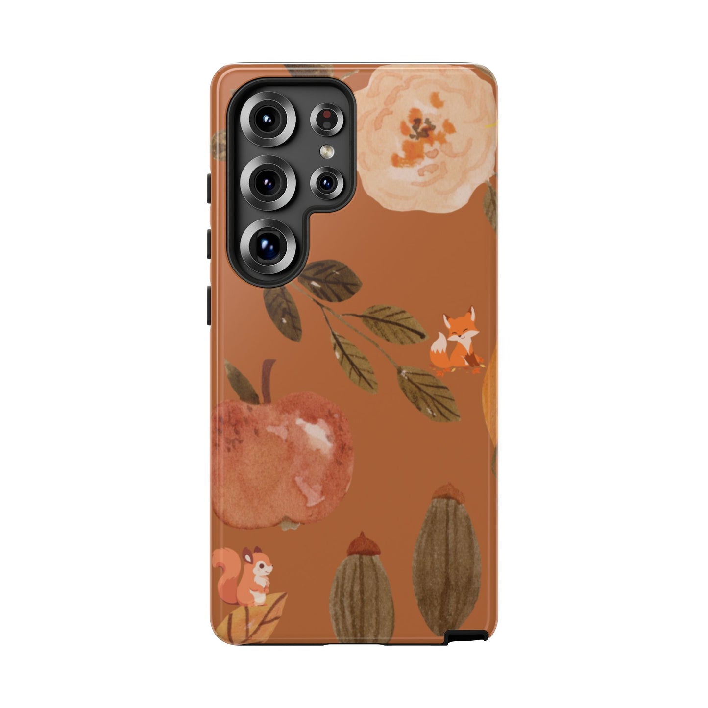 Cozy Autumn Phone Case, Fall-Themed Protective Cover, Cute Nature Design, Squirrel and Apple Motif, Cozy Gift for Nature Lovers