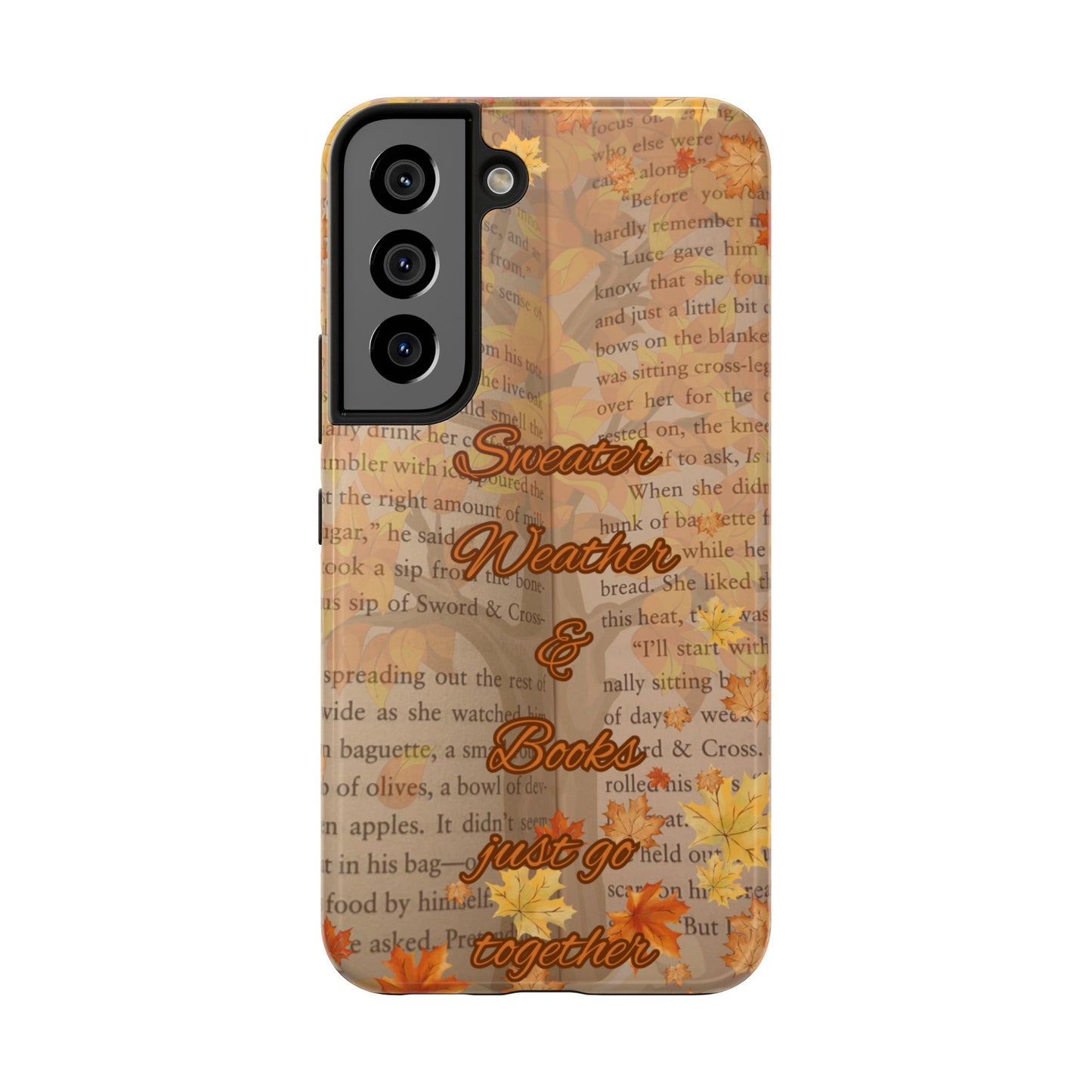 Sweater Weather Phone Case, Cozy Book Lover Accessories, Fall Aesthetic, Ideal for Readers, Unique Gift for Bookworms, Autumn Vibes