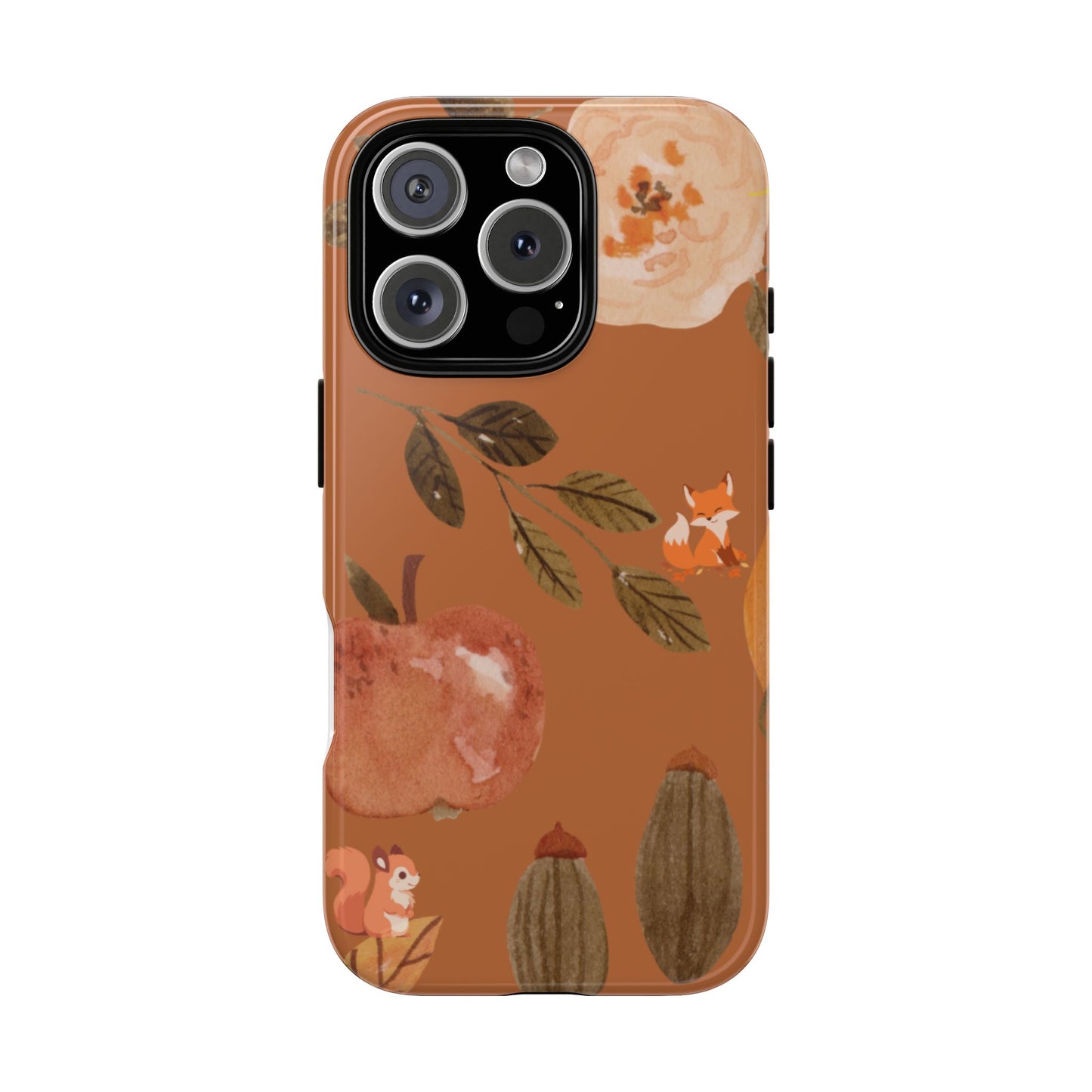 Cozy Autumn Phone Case, Fall-Themed Protective Cover, Cute Nature Design, Squirrel and Apple Motif, Cozy Gift for Nature Lovers