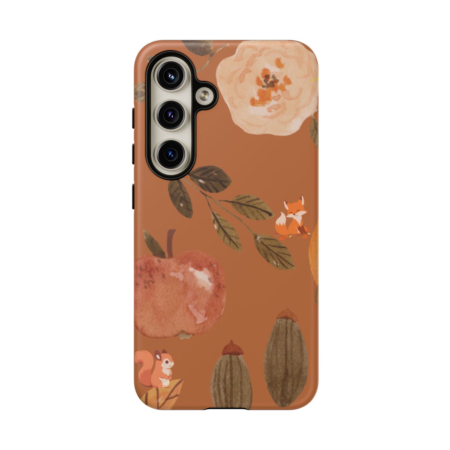 Cozy Autumn Phone Case, Fall-Themed Protective Cover, Cute Nature Design, Squirrel and Apple Motif, Cozy Gift for Nature Lovers