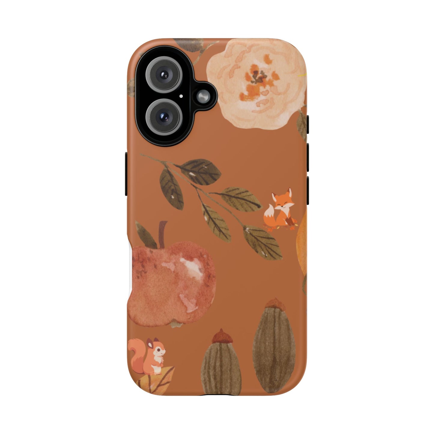 Cozy Autumn Phone Case, Fall-Themed Protective Cover, Cute Nature Design, Squirrel and Apple Motif, Cozy Gift for Nature Lovers