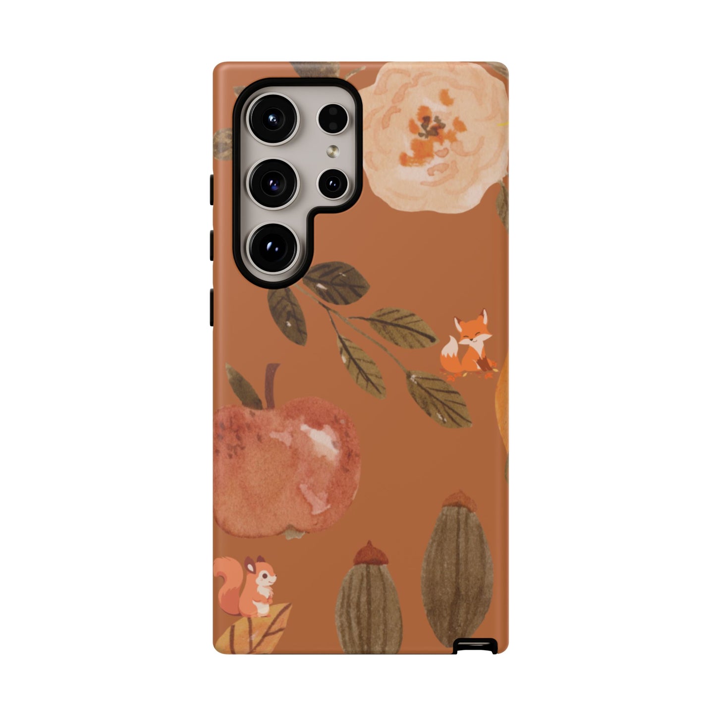 Cozy Autumn Phone Case, Fall-Themed Protective Cover, Cute Nature Design, Squirrel and Apple Motif, Cozy Gift for Nature Lovers