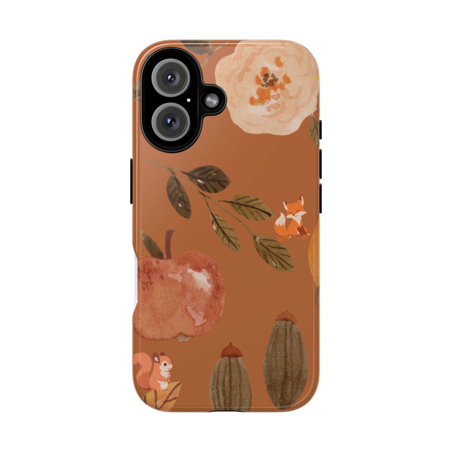 Cozy Autumn Phone Case, Fall-Themed Protective Cover, Cute Nature Design, Squirrel and Apple Motif, Cozy Gift for Nature Lovers