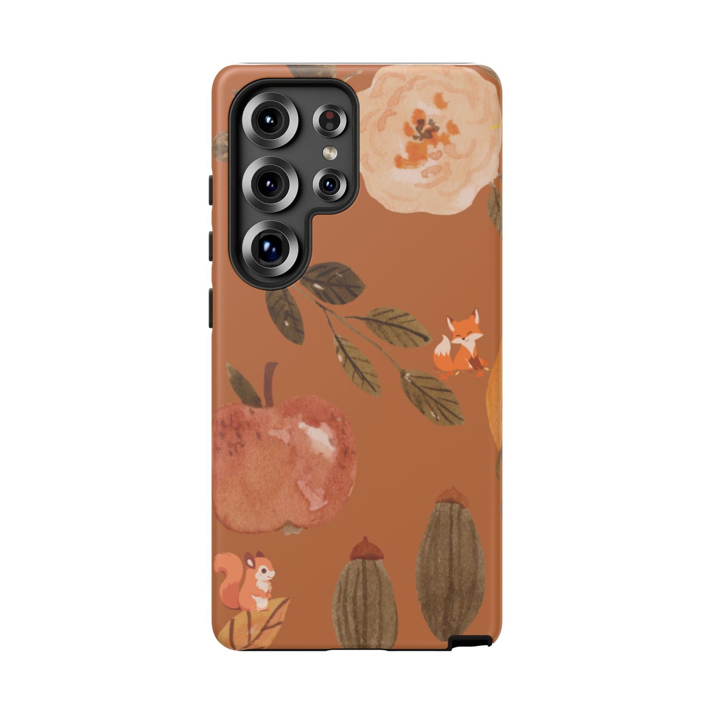 Cozy Autumn Phone Case, Fall-Themed Protective Cover, Cute Nature Design, Squirrel and Apple Motif, Cozy Gift for Nature Lovers
