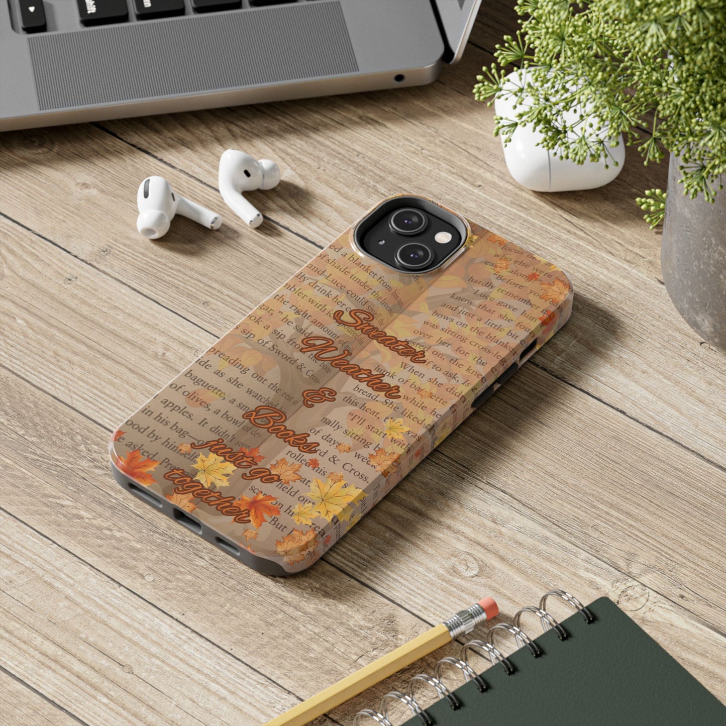 Sweater Weather Phone Case, Cozy Book Lover Accessories, Fall Aesthetic, Ideal for Readers, Unique Gift for Bookworms, Autumn Vibes