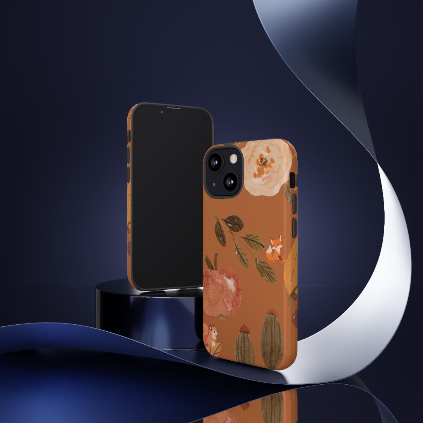 Cozy Autumn Phone Case, Fall-Themed Protective Cover, Cute Nature Design, Squirrel and Apple Motif, Cozy Gift for Nature Lovers