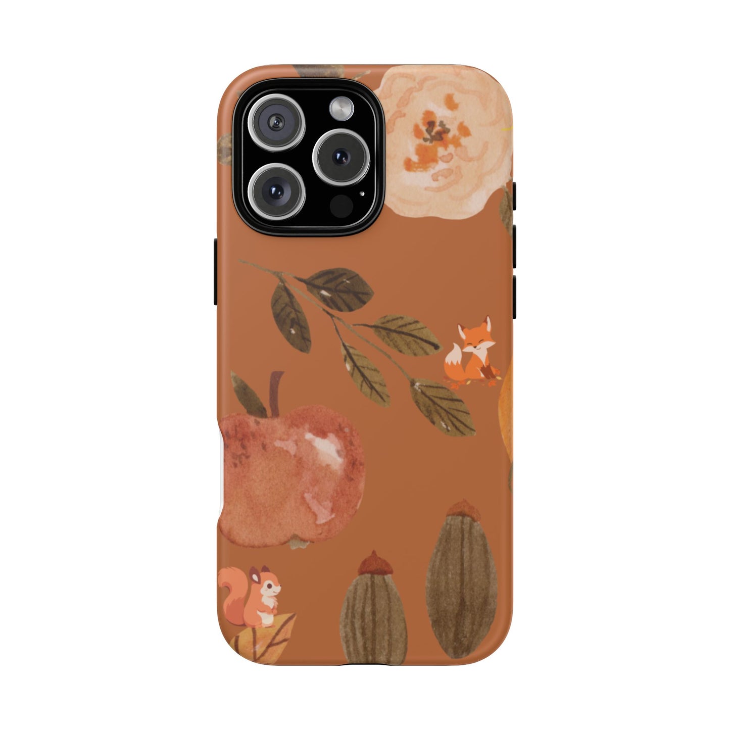 Cozy Autumn Phone Case, Fall-Themed Protective Cover, Cute Nature Design, Squirrel and Apple Motif, Cozy Gift for Nature Lovers