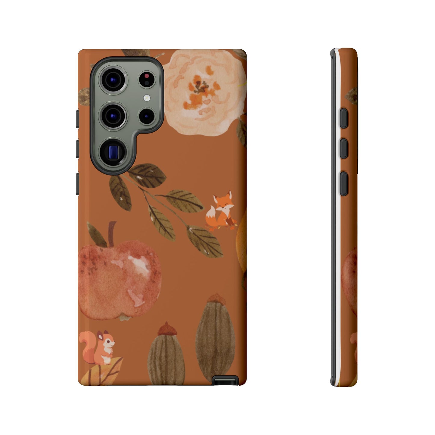 Cozy Autumn Phone Case, Fall-Themed Protective Cover, Cute Nature Design, Squirrel and Apple Motif, Cozy Gift for Nature Lovers