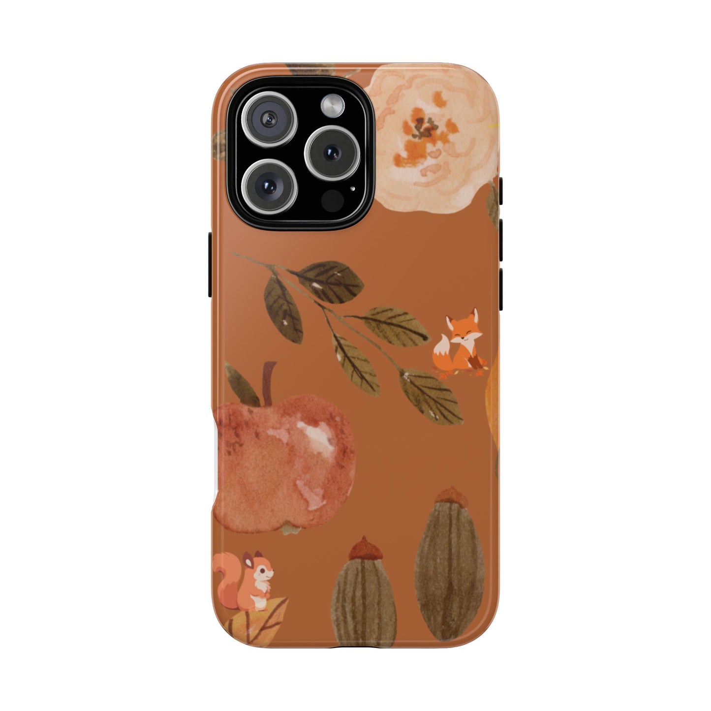 Cozy Autumn Phone Case, Fall-Themed Protective Cover, Cute Nature Design, Squirrel and Apple Motif, Cozy Gift for Nature Lovers