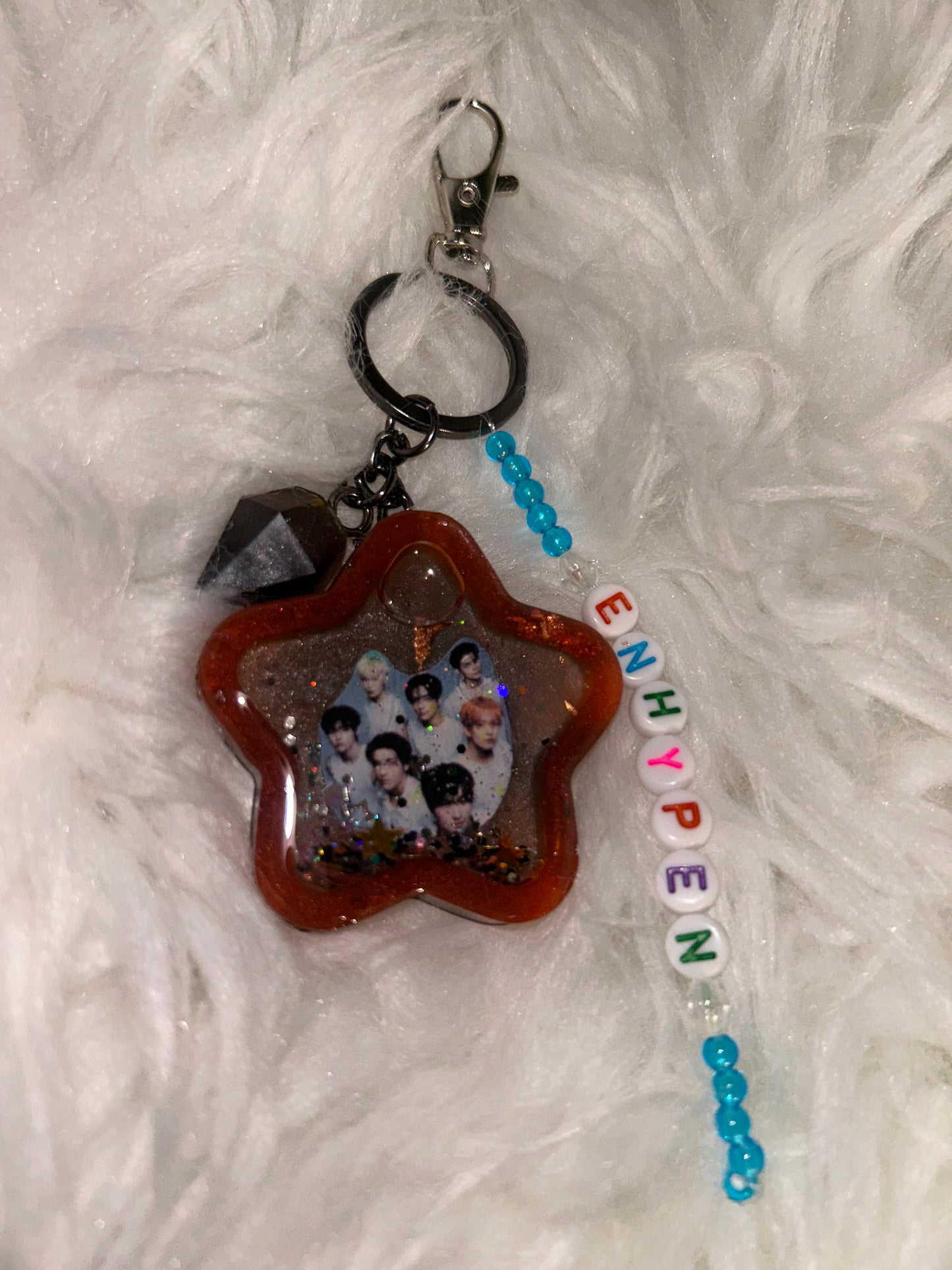 Enhypen Resin Shaker Keychain Charms Handmade Unique One-of-a-Kind Accessory for Fans