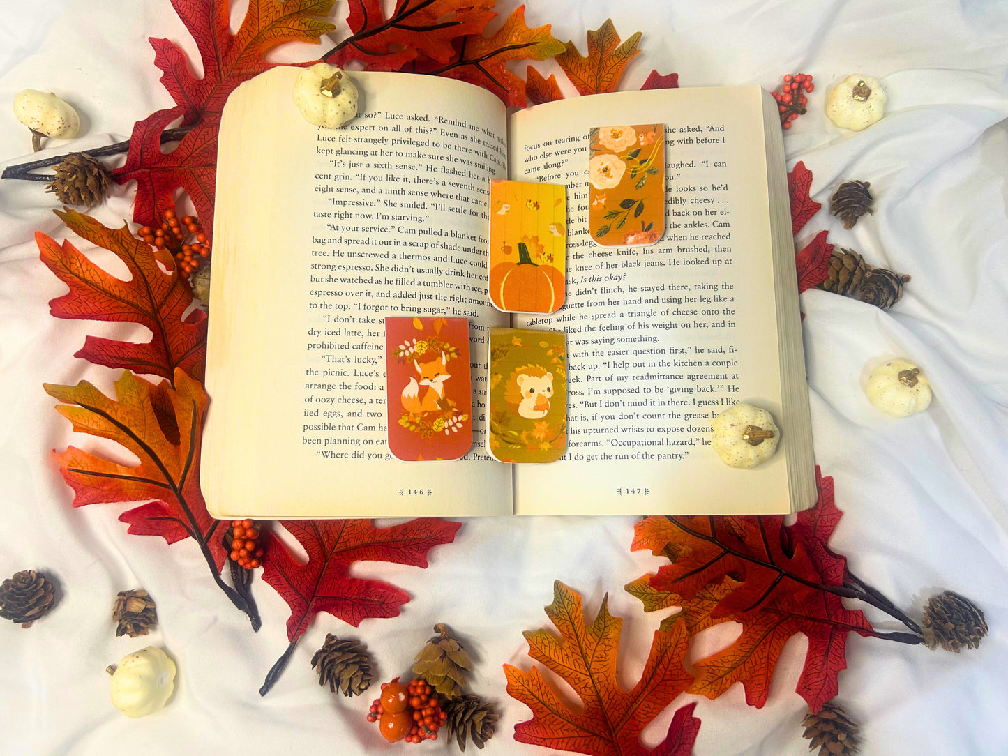 Autumn Magnetic Bookmarks for Book Lovers