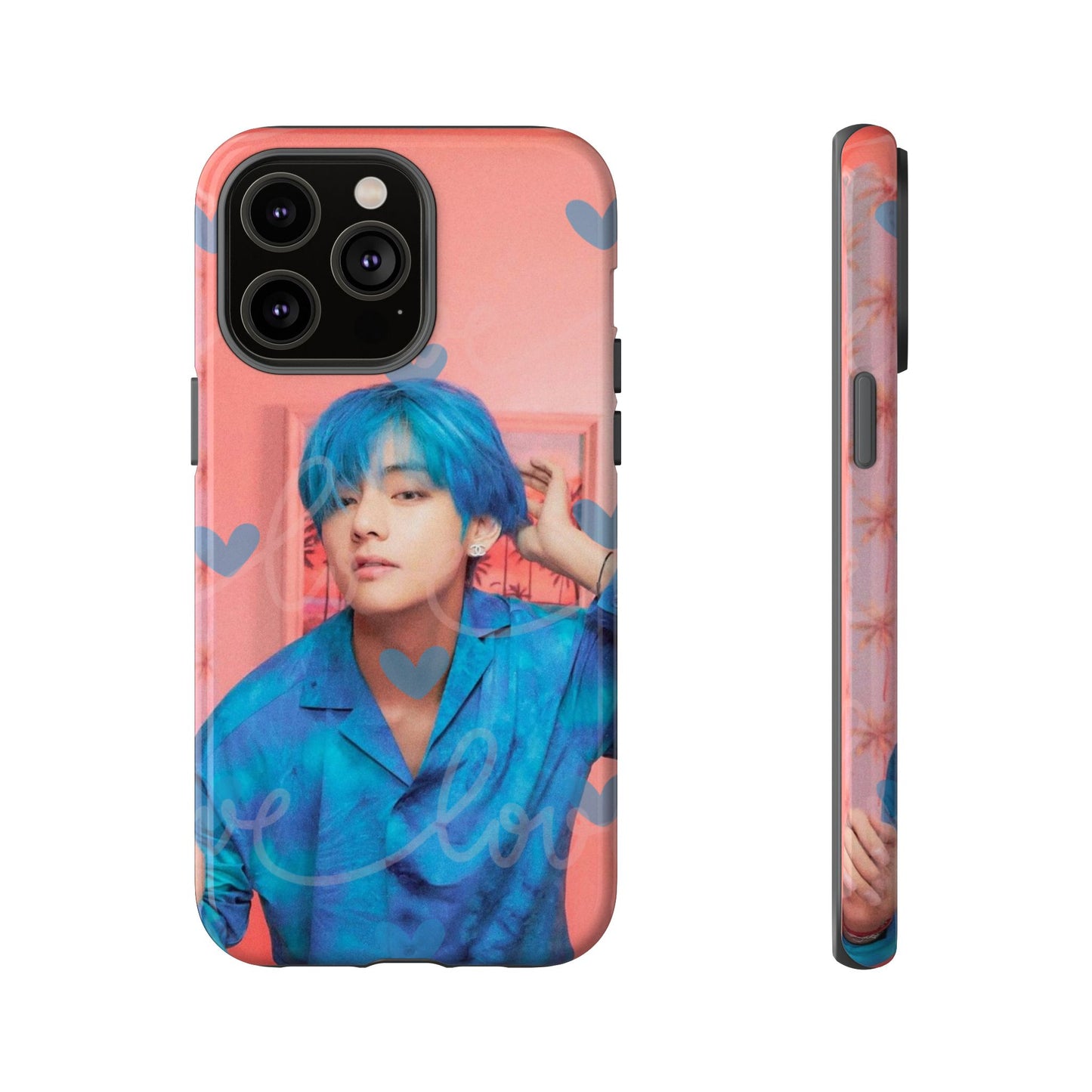Taehyung Phone Case — Pink Heart/Love Kpop Design