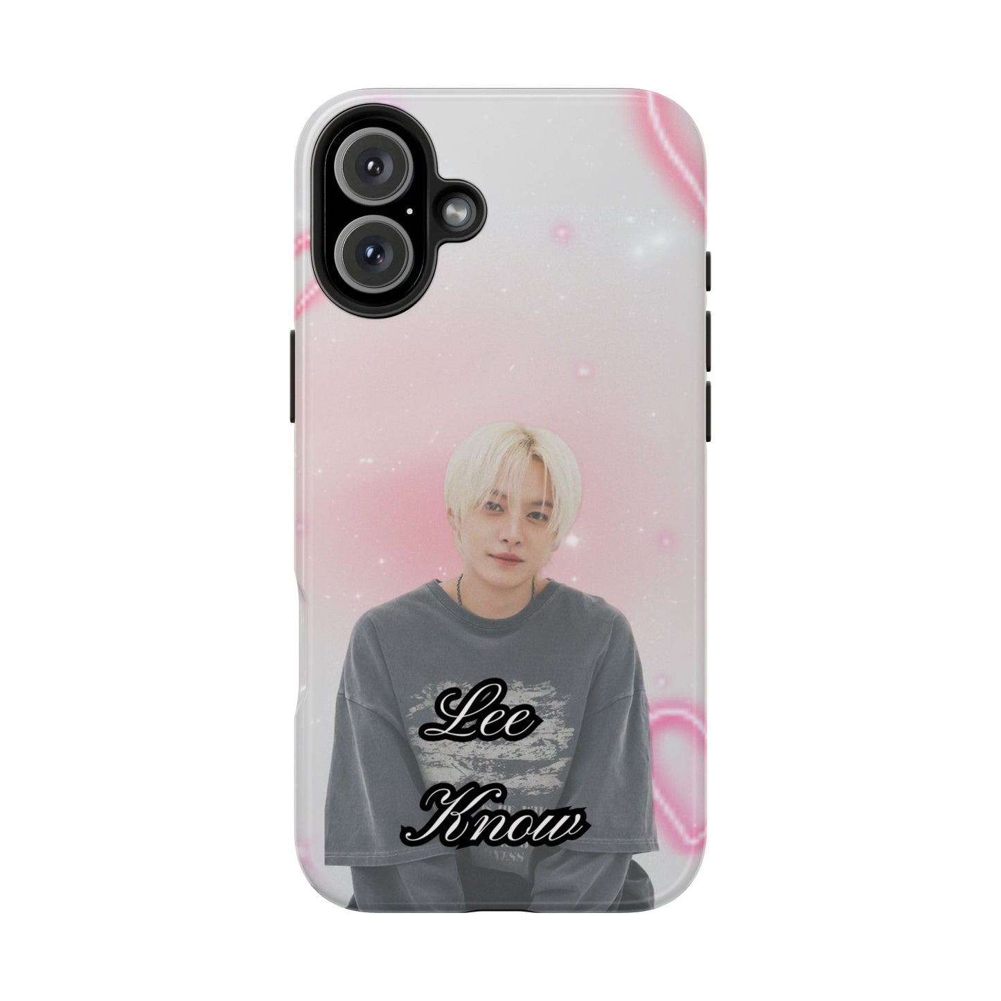 Lee Know Tough Phone Case — Pink Heart Photo Design