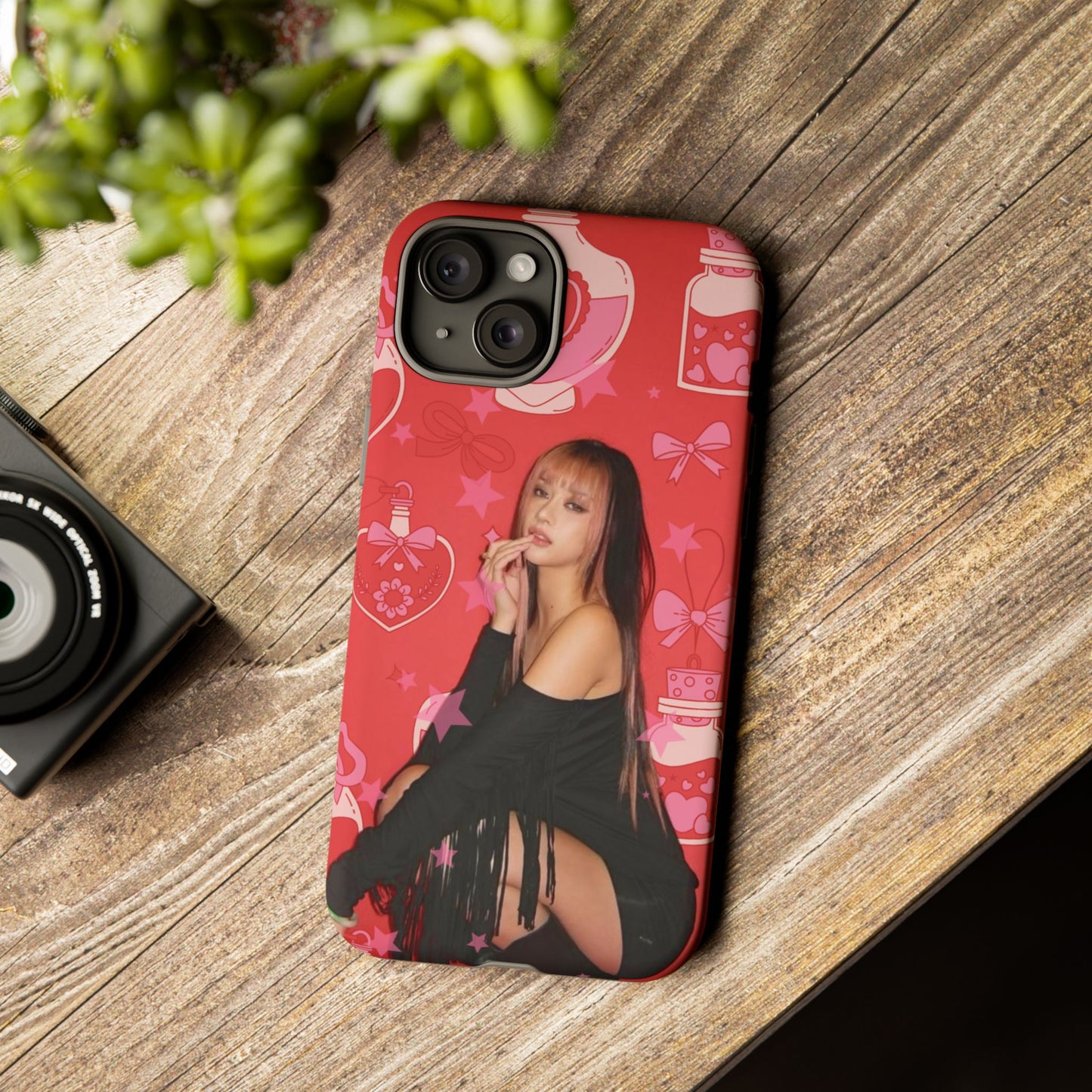 Megan Phone Case — Pink Heart & Perfume Pattern