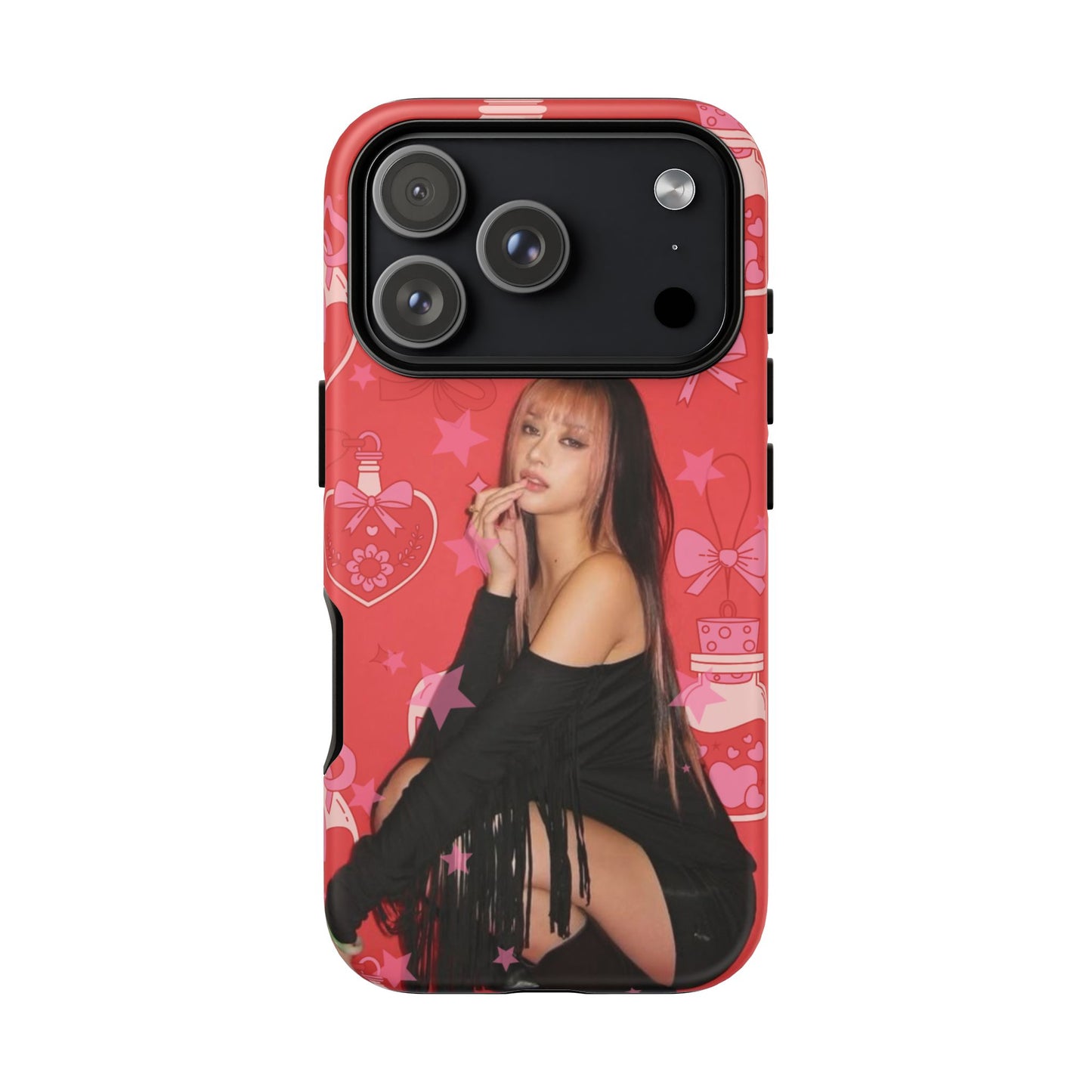 Megan Phone Case — Pink Heart & Perfume Pattern