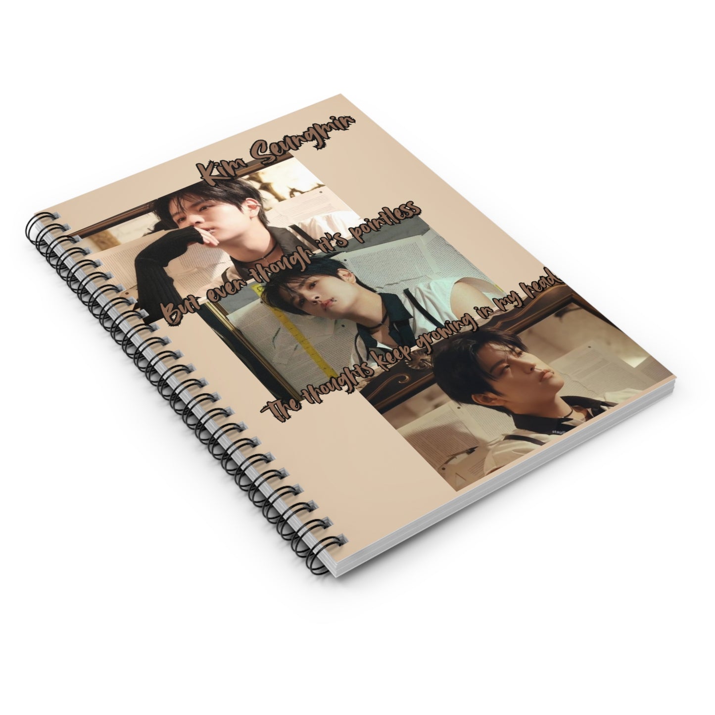 Seungmin Spiral Notebook — Vintage Beige Aesthetic, Ruled Journal