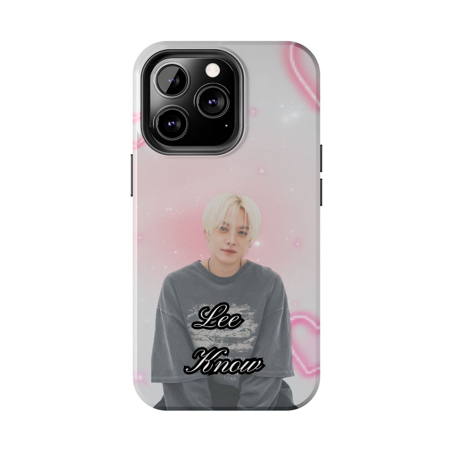 Lee Know Tough Phone Case — Pink Heart Photo Design