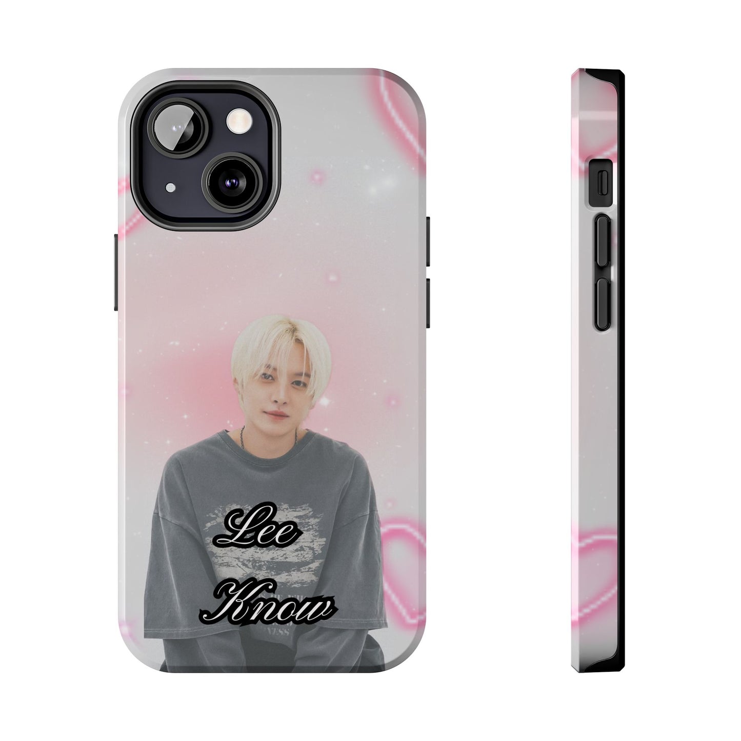 Lee Know Tough Phone Case — Pink Heart Photo Design