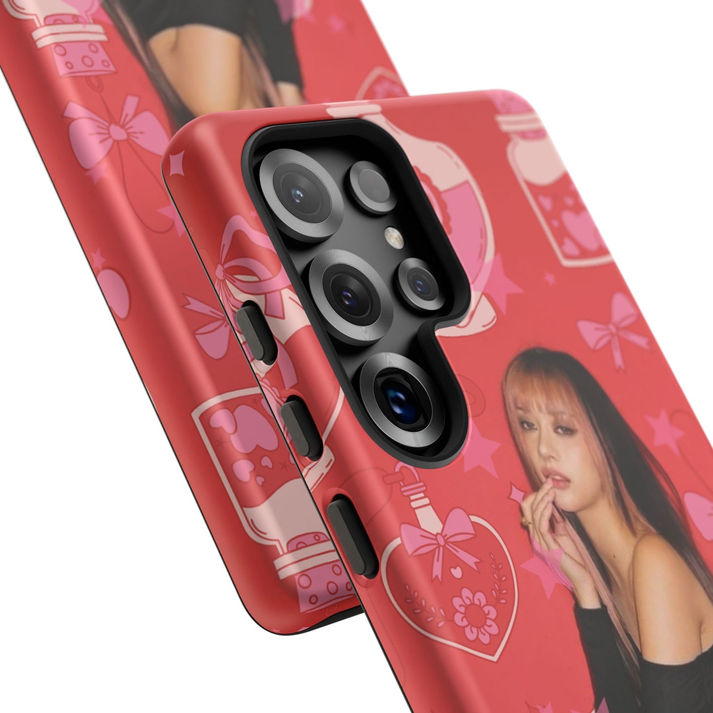 Megan Phone Case — Pink Heart & Perfume Pattern