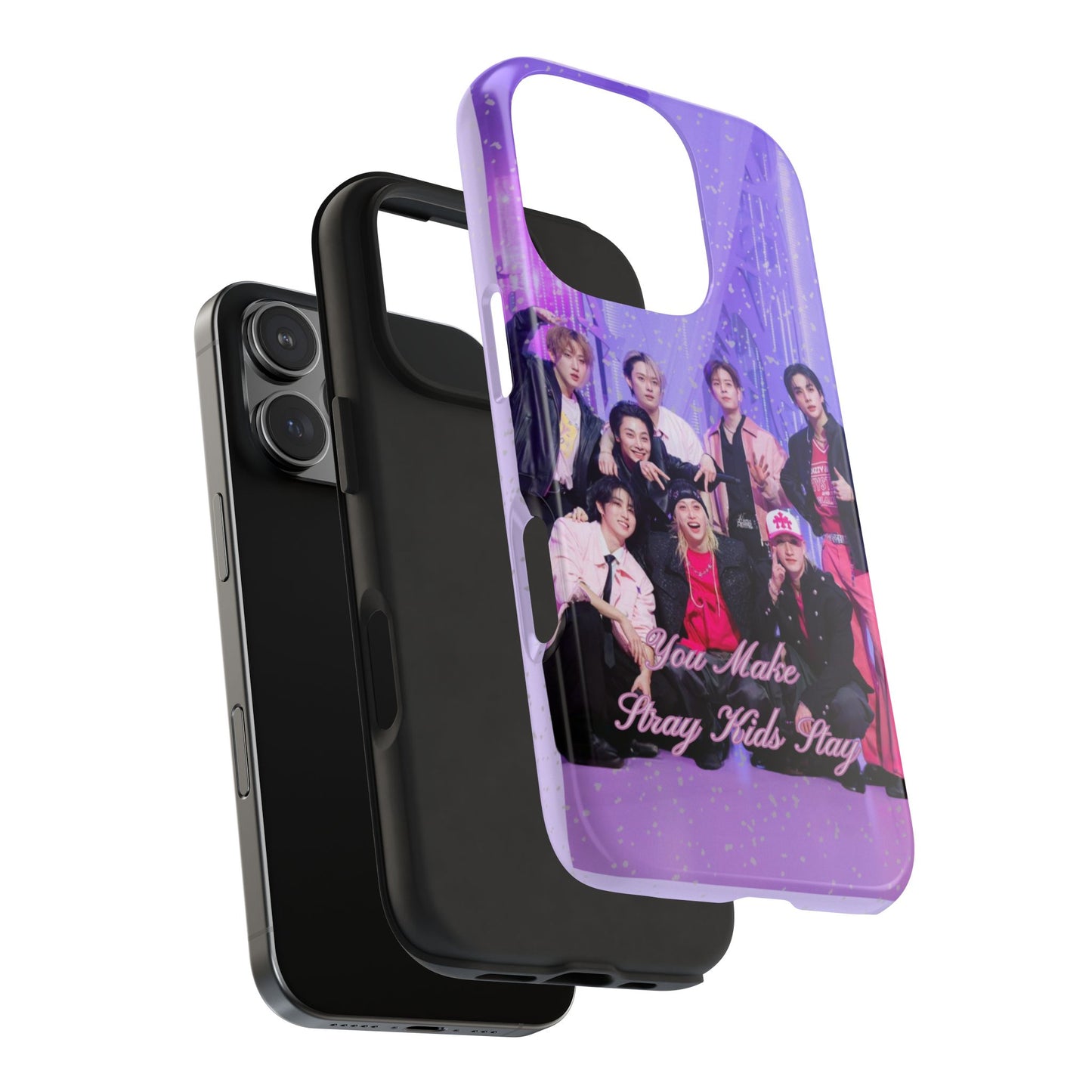 Stray Kids Photo Tough Phone Case — "You Make Stray Kids Stay" Purple K‑Pop Protective Cover