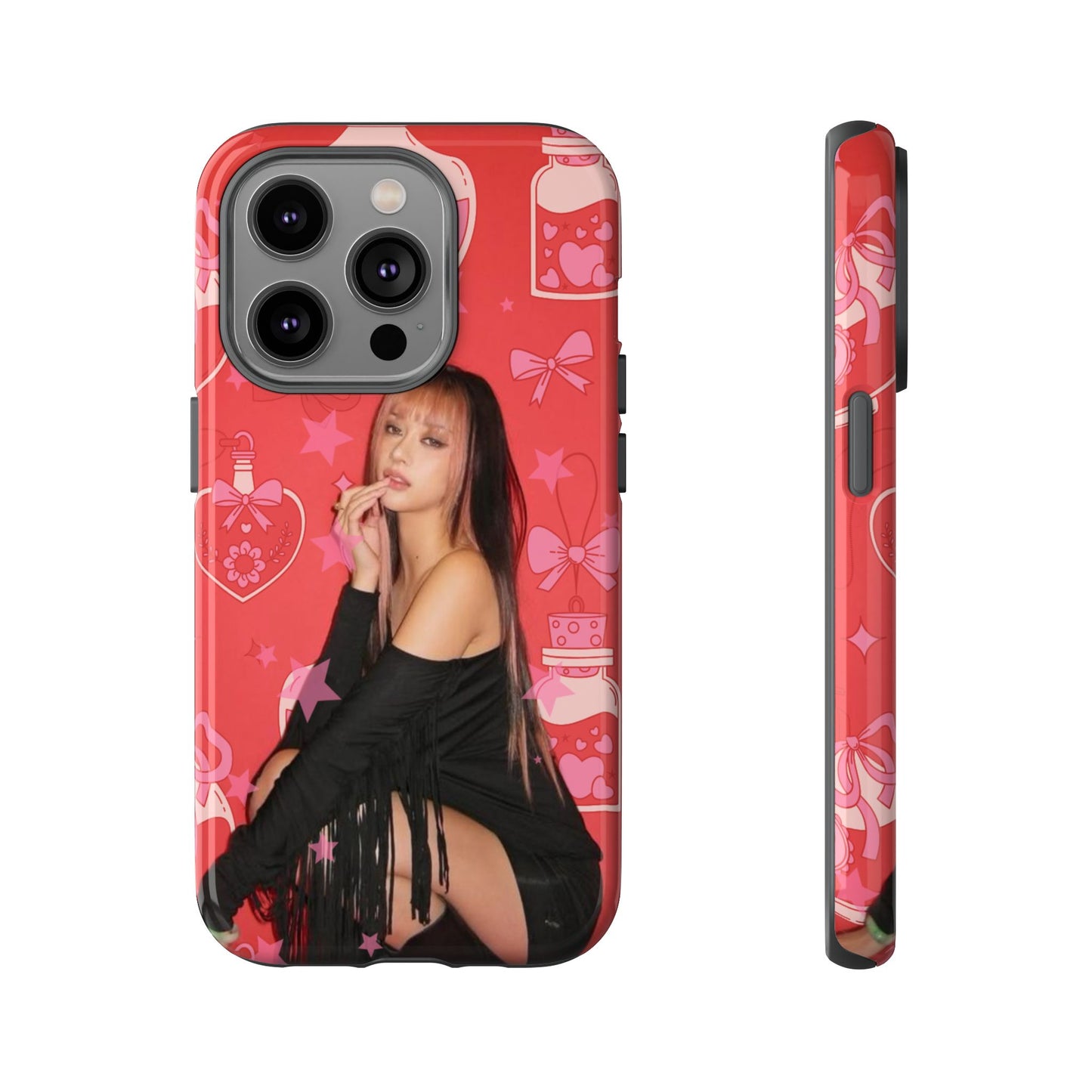 Megan Phone Case — Pink Heart & Perfume Pattern