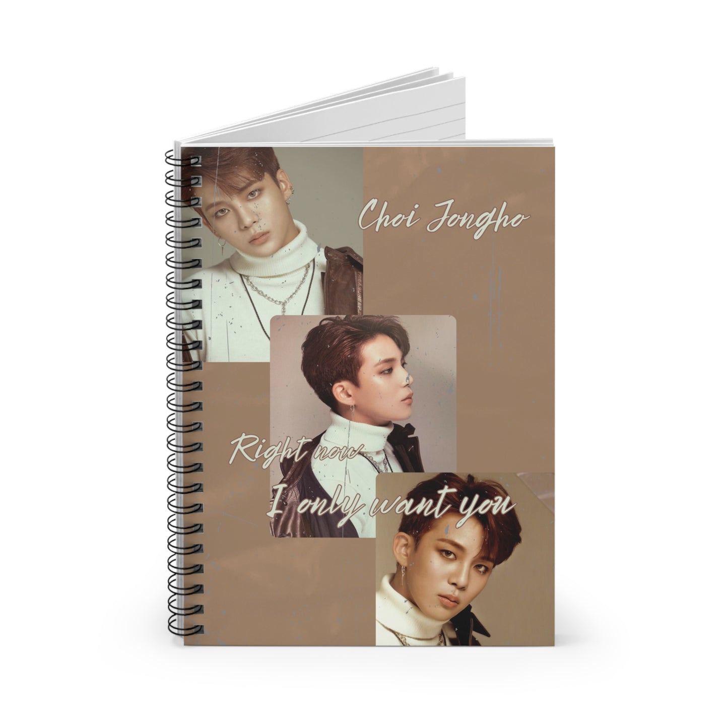 Choi Jongho Spiral Notebook — Vintage Brown Photo Collage Ruled Journal