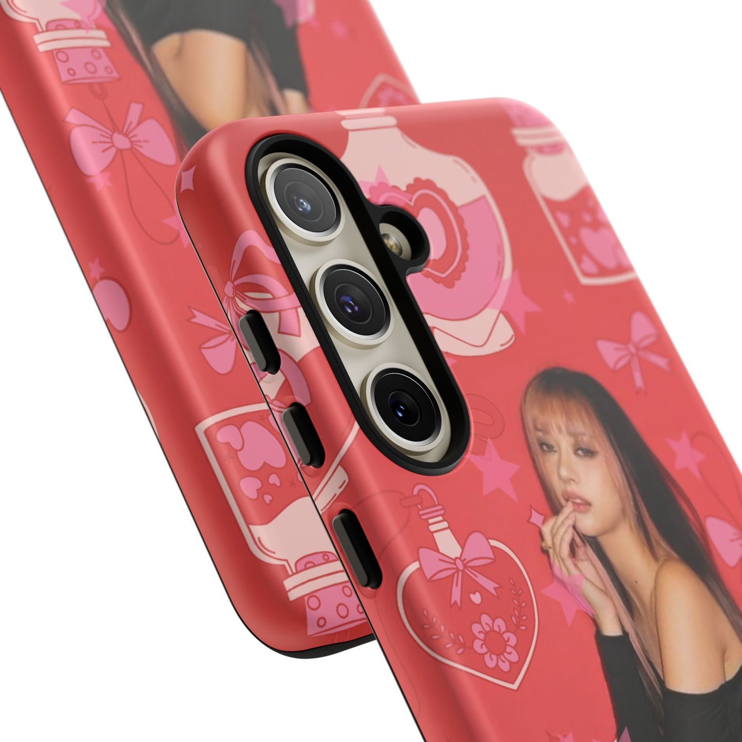 Megan Phone Case — Pink Heart & Perfume Pattern