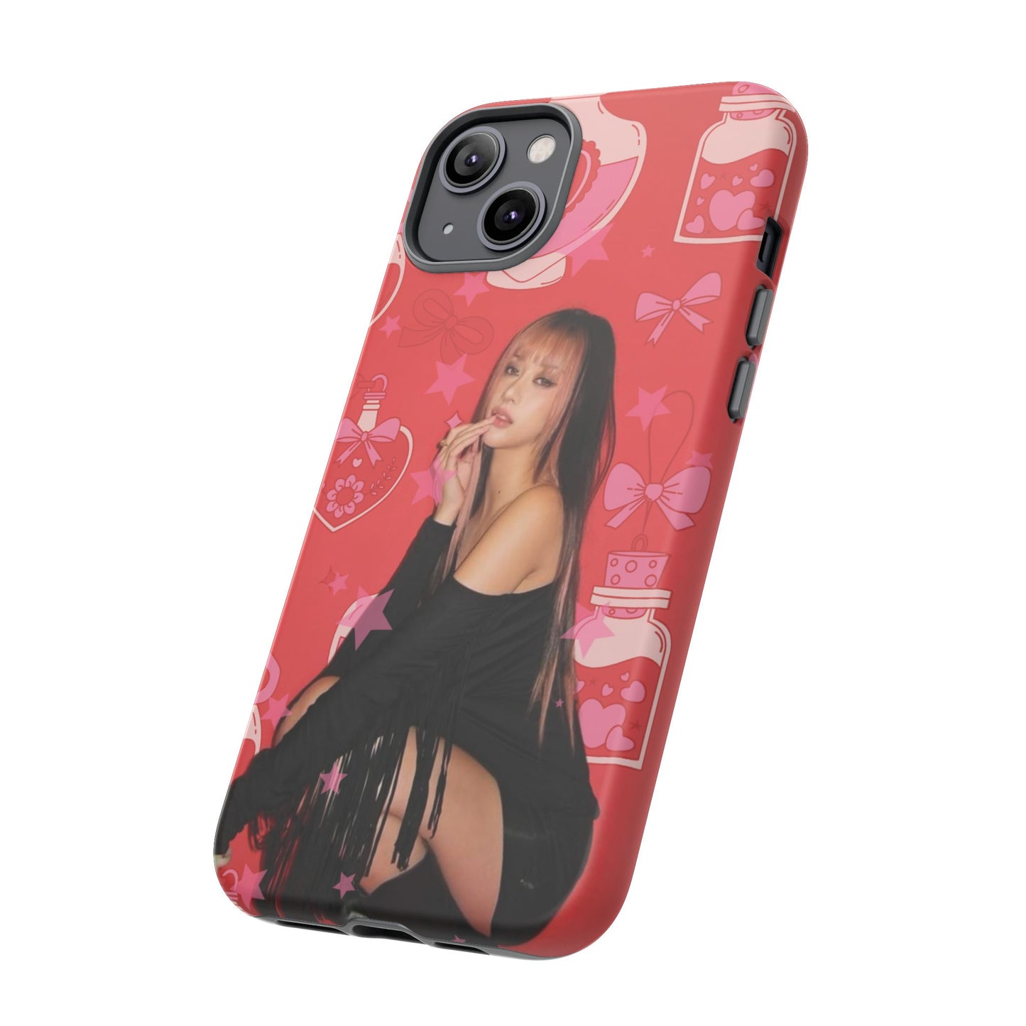 Megan Phone Case — Pink Heart & Perfume Pattern