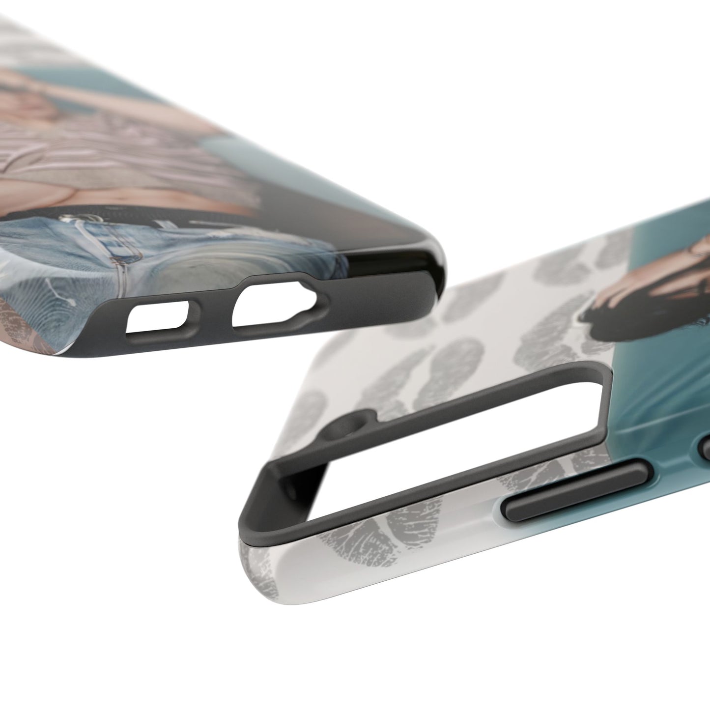 Jeongin Tough Phone Case — Retro Kiss Pattern with Relaxed Model Photo