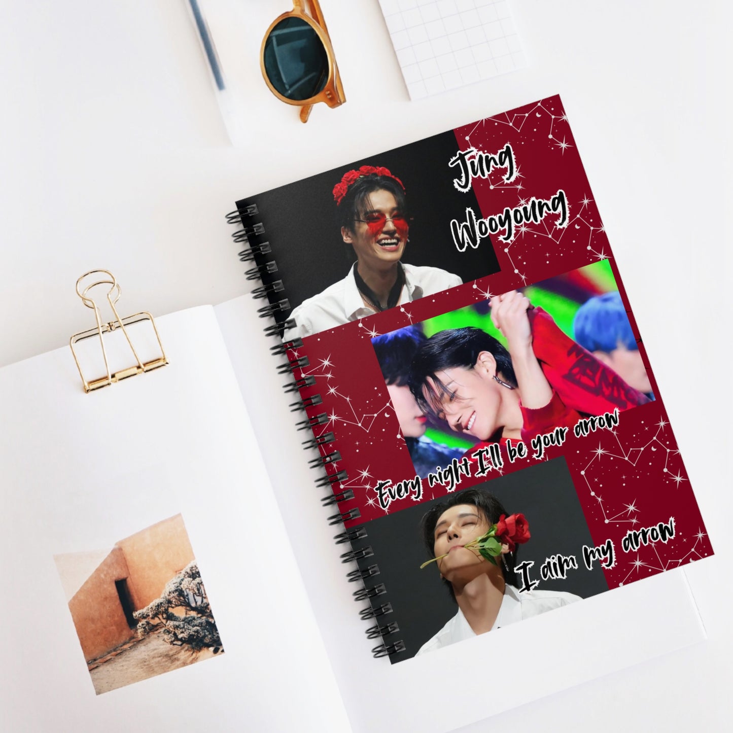 Jung Wooyoung Fan Spiral Notebook — 'Every night I'll be your arrow' Ruled Journal