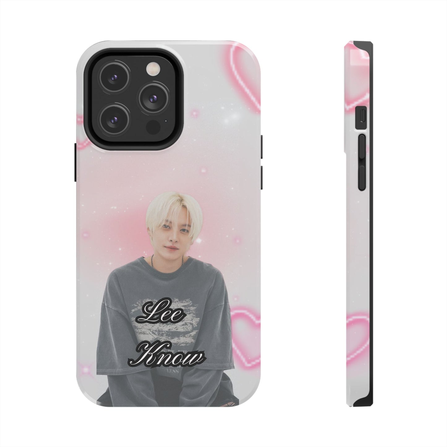 Lee Know Tough Phone Case — Pink Heart Photo Design