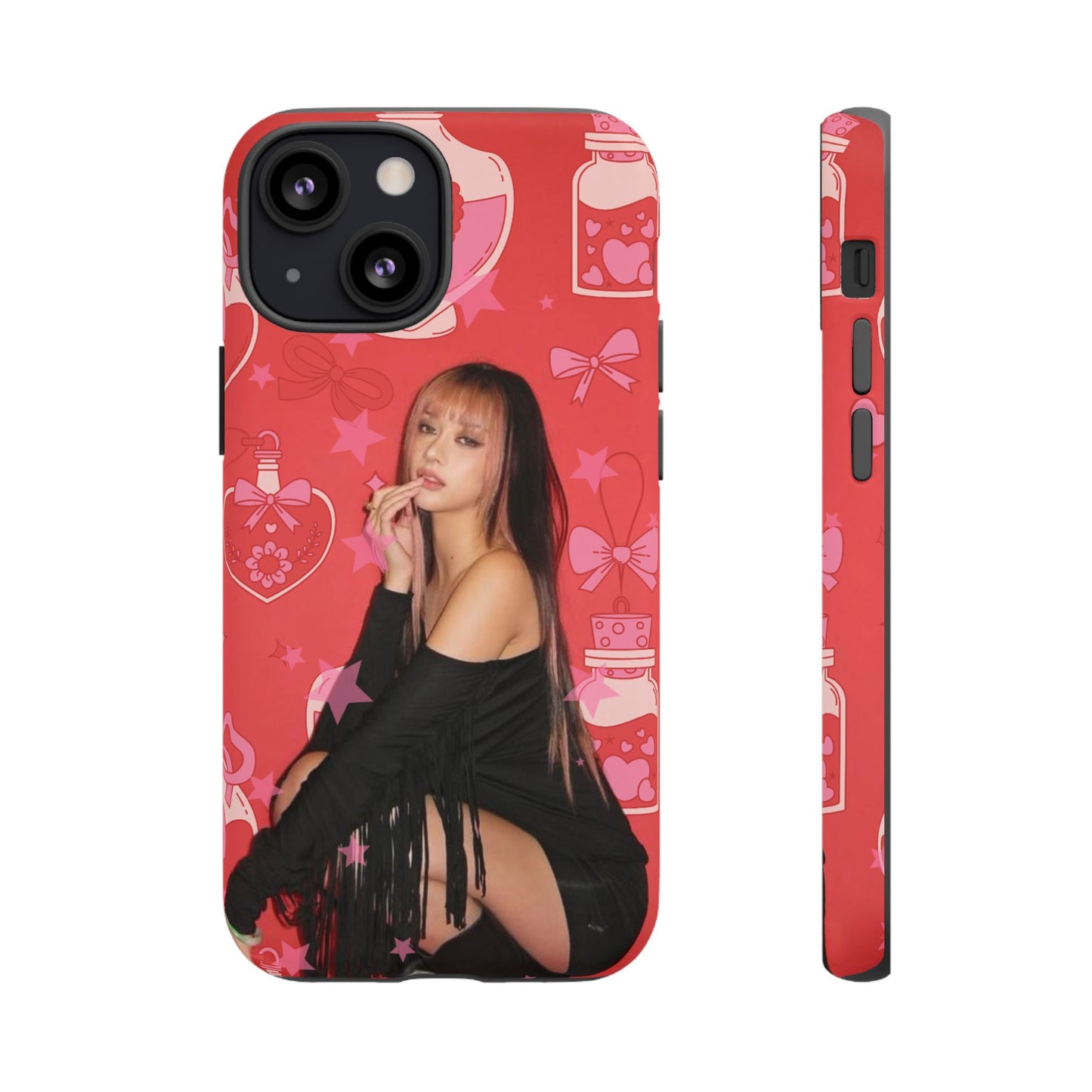 Megan Phone Case — Pink Heart & Perfume Pattern