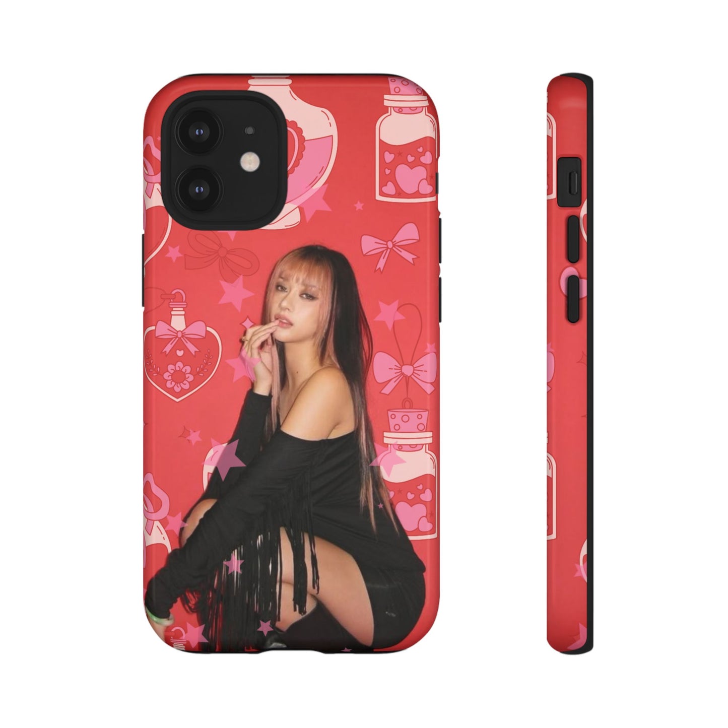 Megan Phone Case — Pink Heart & Perfume Pattern
