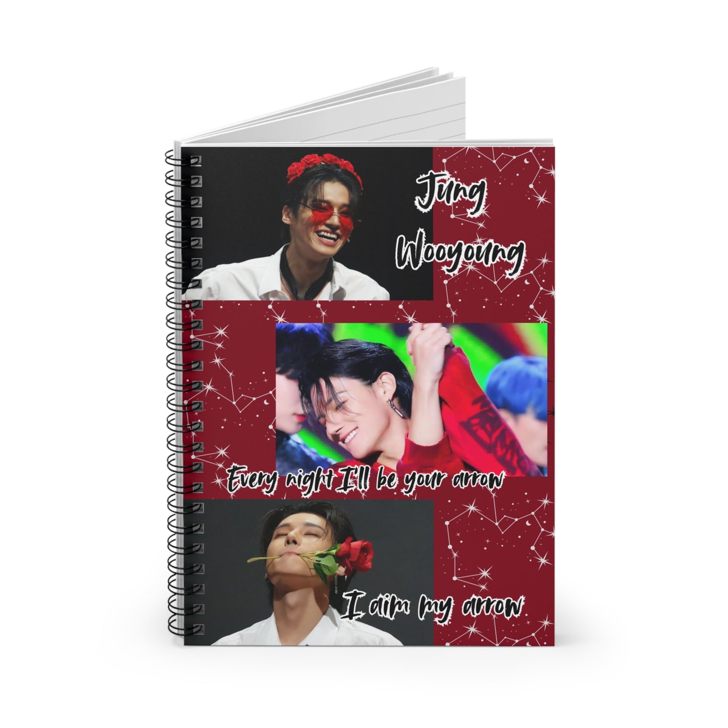 Jung Wooyoung Fan Spiral Notebook — 'Every night I'll be your arrow' Ruled Journal