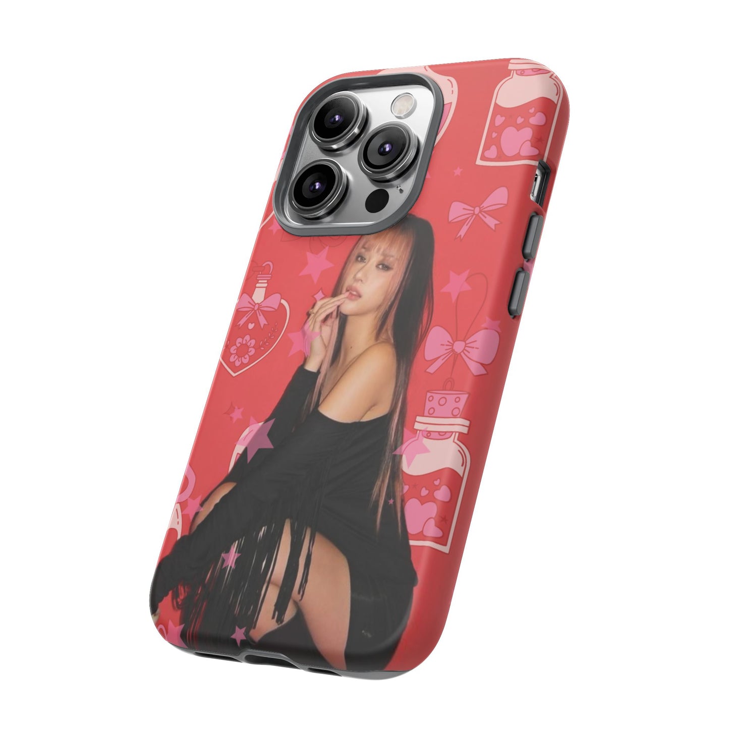 Megan Phone Case — Pink Heart & Perfume Pattern