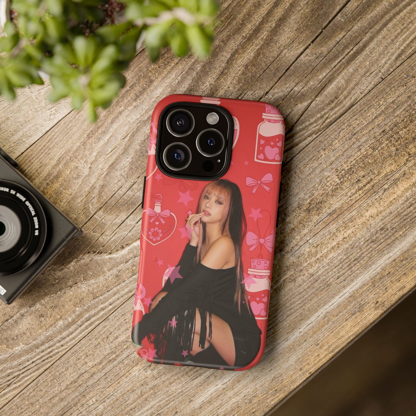 Megan Phone Case — Pink Heart & Perfume Pattern