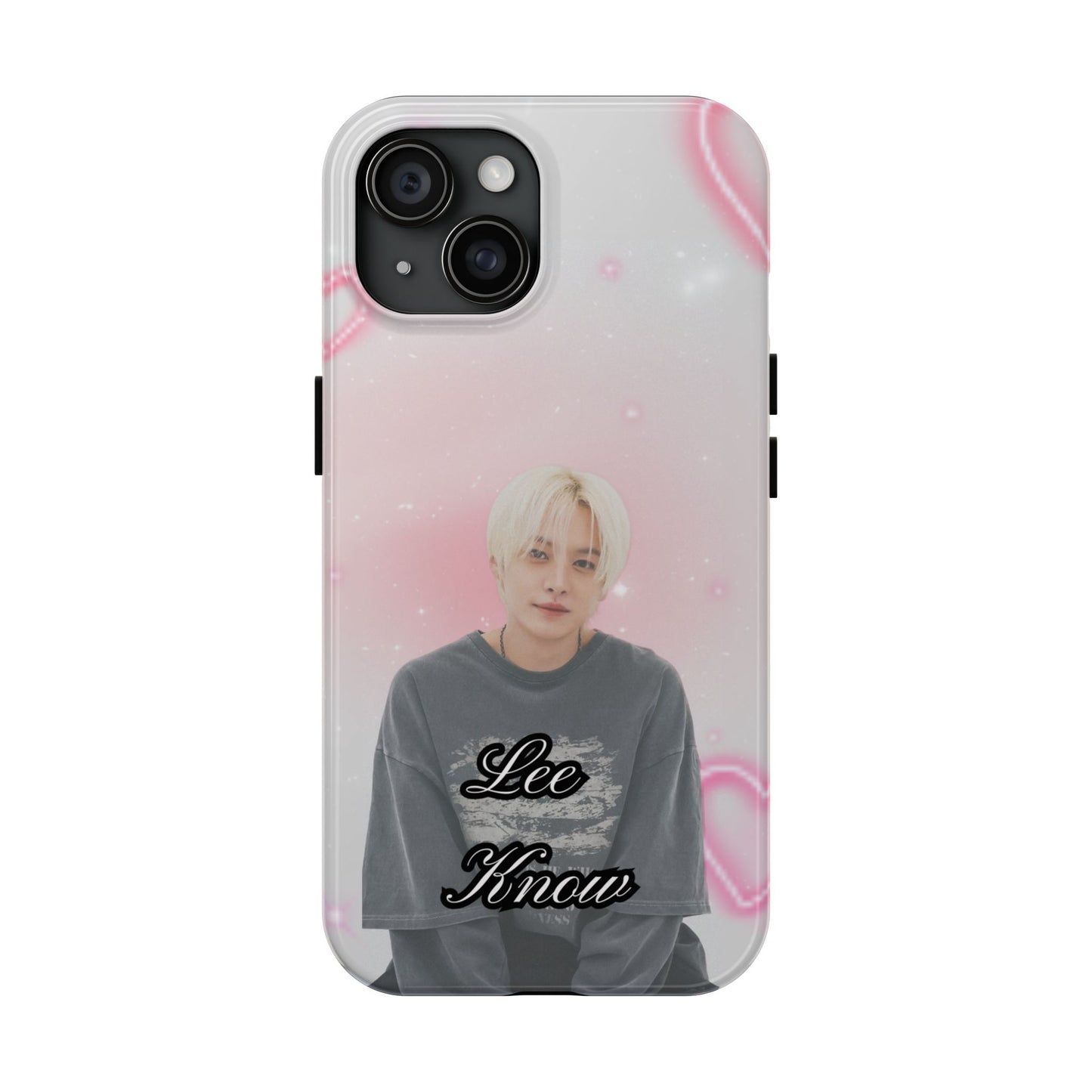 Lee Know Tough Phone Case — Pink Heart Photo Design