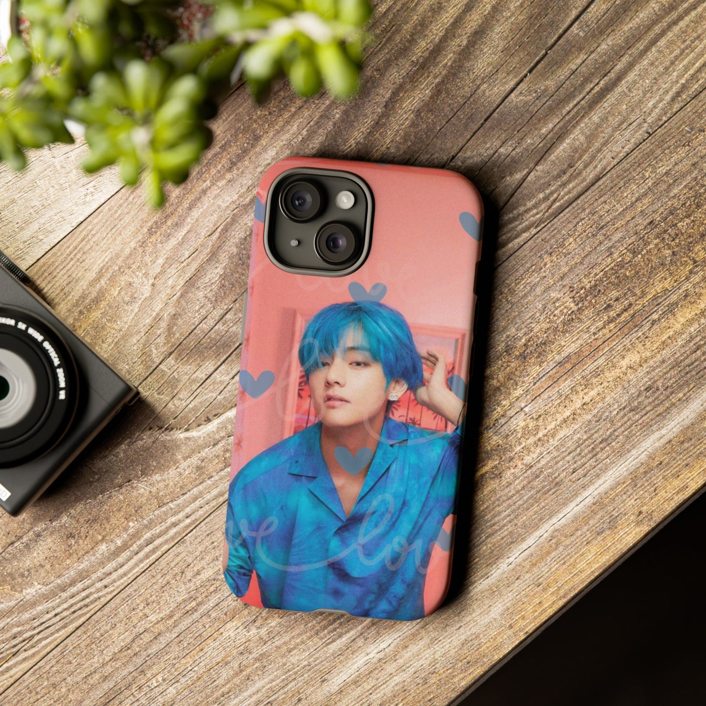 Taehyung Phone Case — Pink Heart/Love Kpop Design