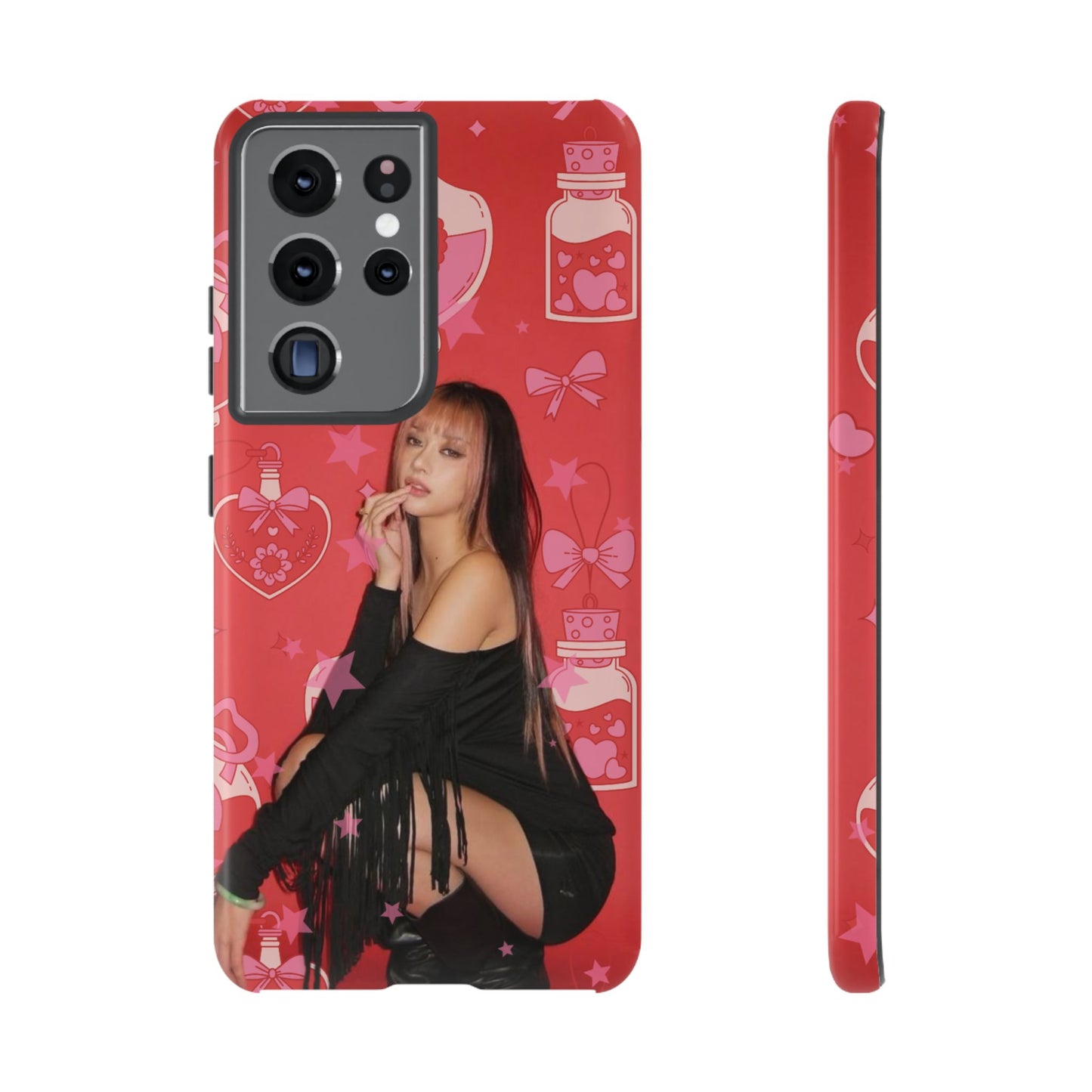 Megan Phone Case — Pink Heart & Perfume Pattern