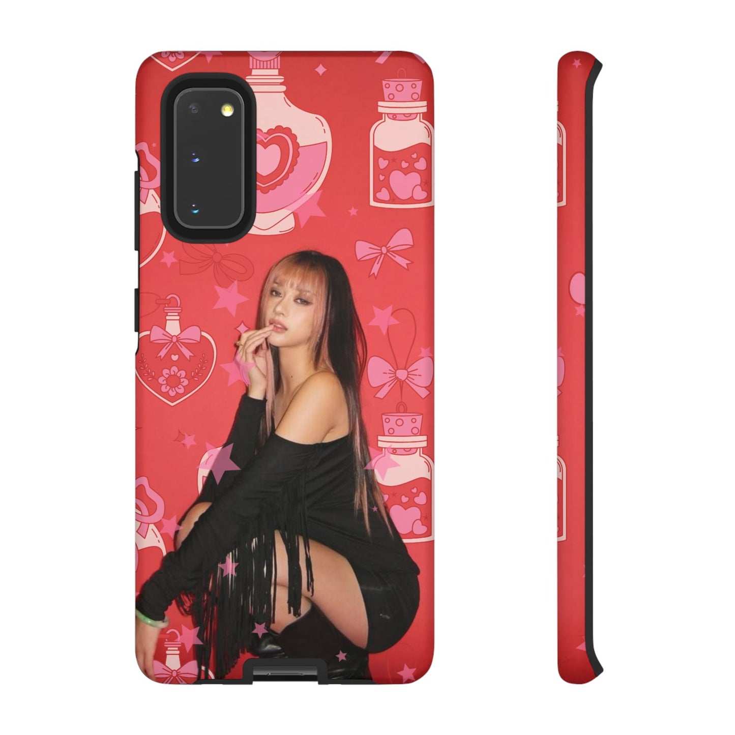 Megan Phone Case — Pink Heart & Perfume Pattern
