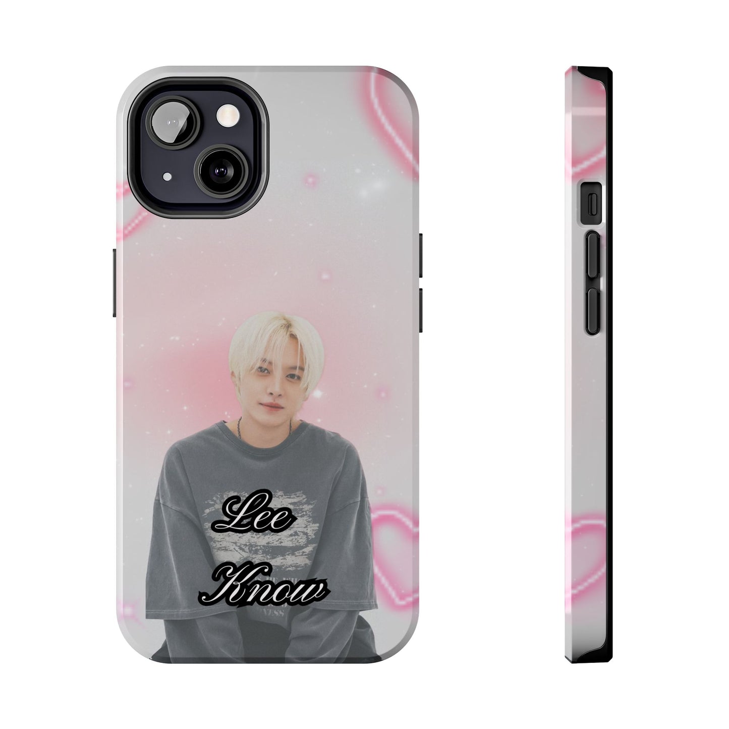 Lee Know Tough Phone Case — Pink Heart Photo Design